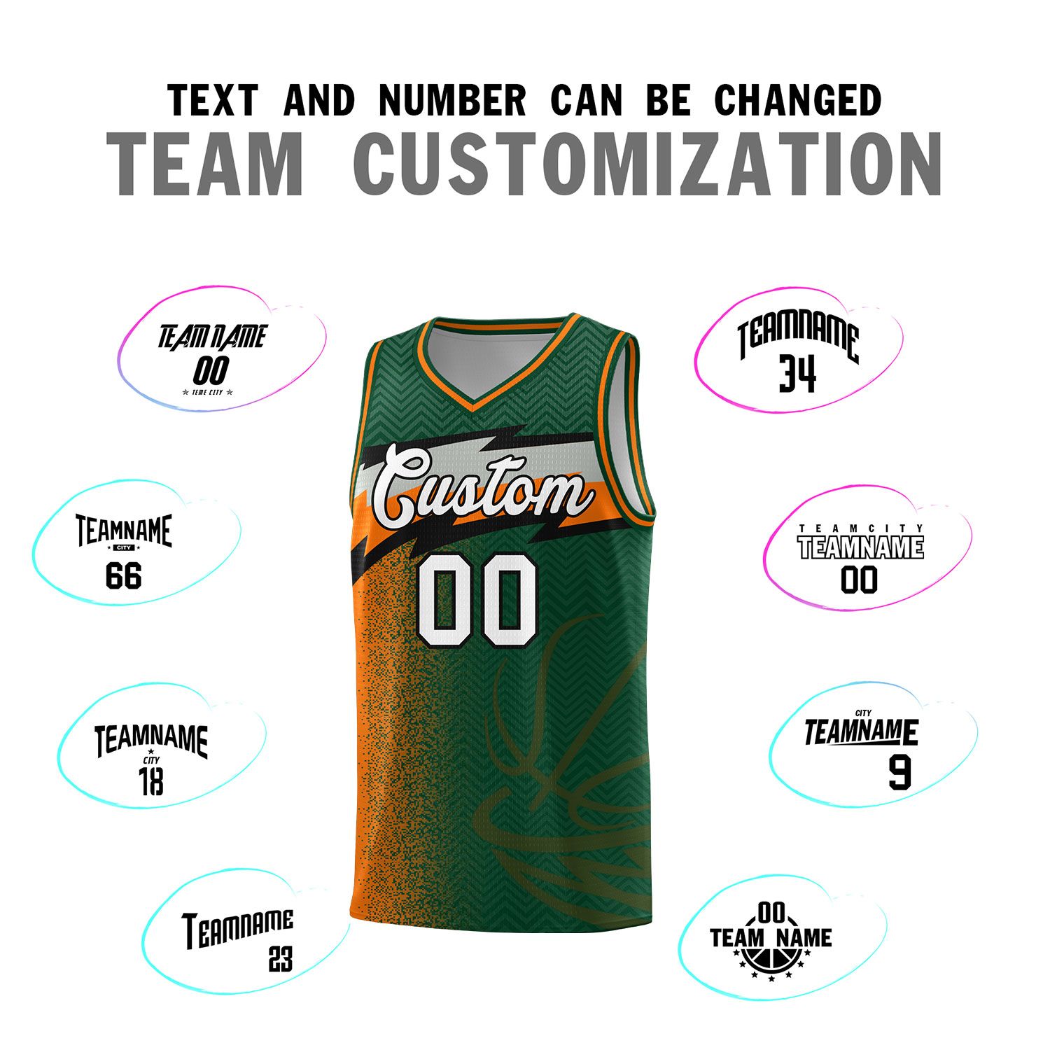 Custom Kelly Green Dot Scatter Graffiti Pattern Sports Uniform Basketball Jersey