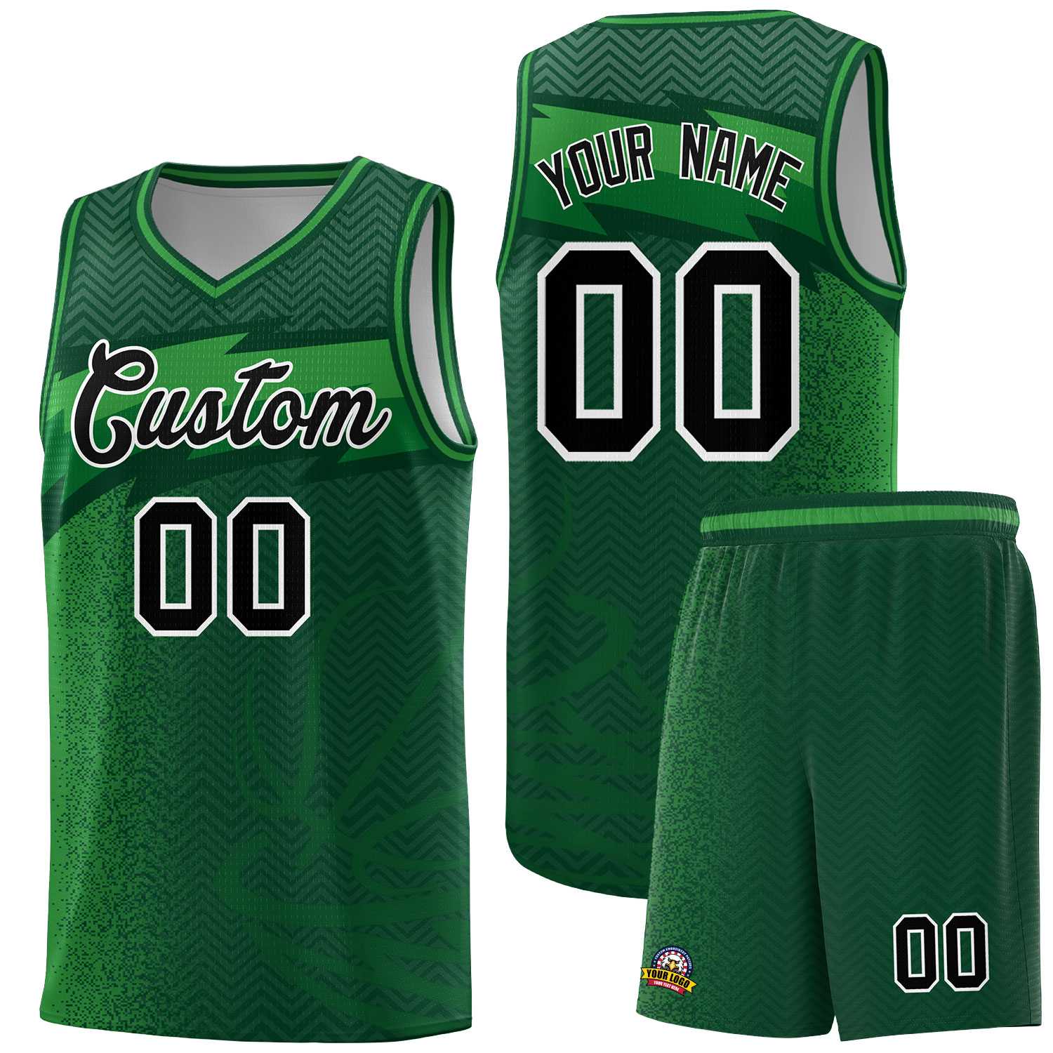 Custom Kelly Green Dot Scatter Graffiti Pattern Sports Uniform Basketball Jersey