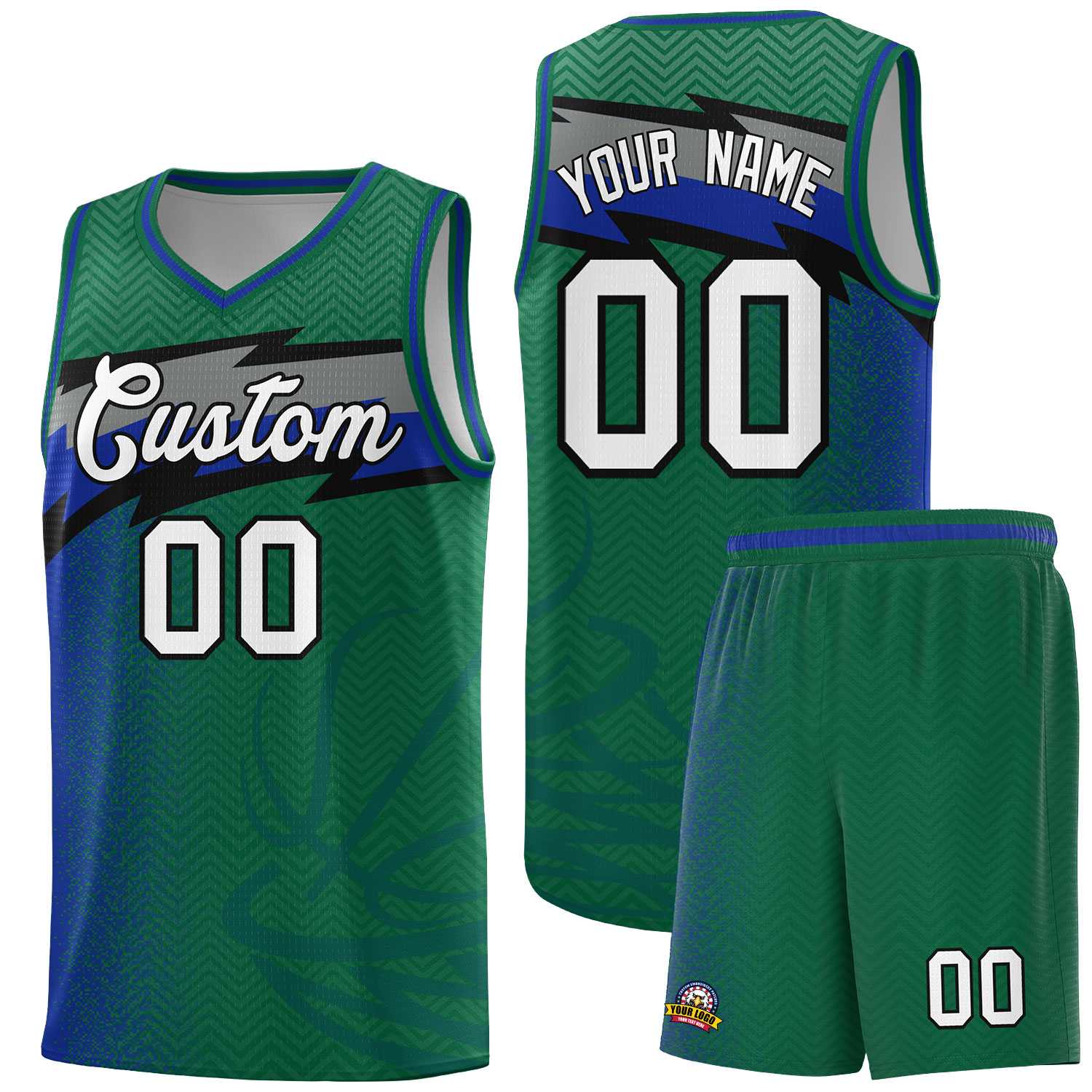 Custom Kelly Green Dot Scatter Graffiti Pattern Sports Uniform Basketball Jersey