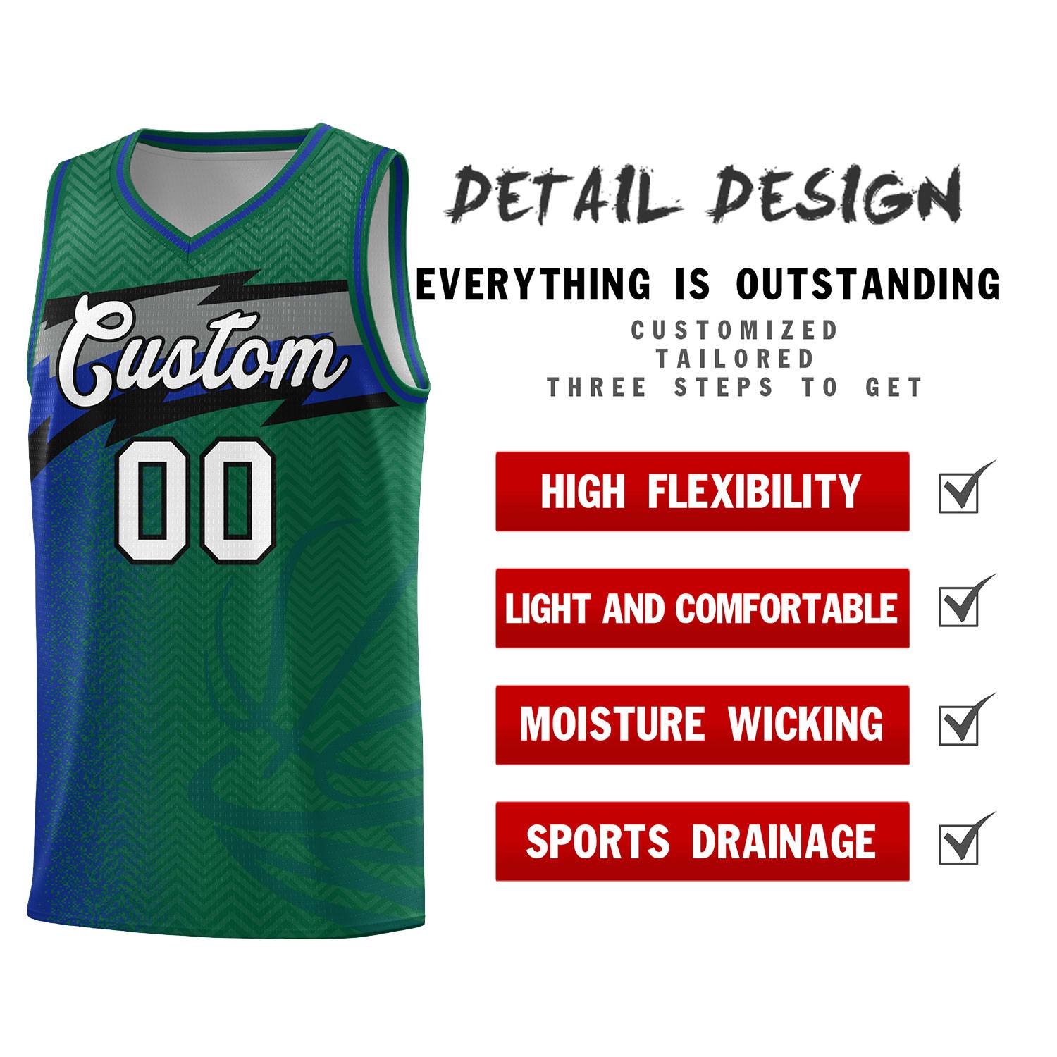 Custom Kelly Green Dot Scatter Graffiti Pattern Sports Uniform Basketball Jersey