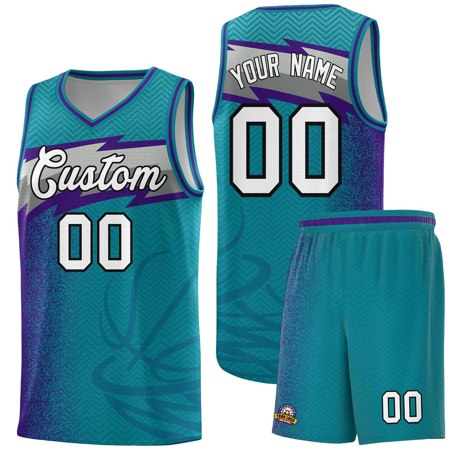 Custom Aqua Dot Scatter Graffiti Pattern Sports Uniform Basketball Jersey