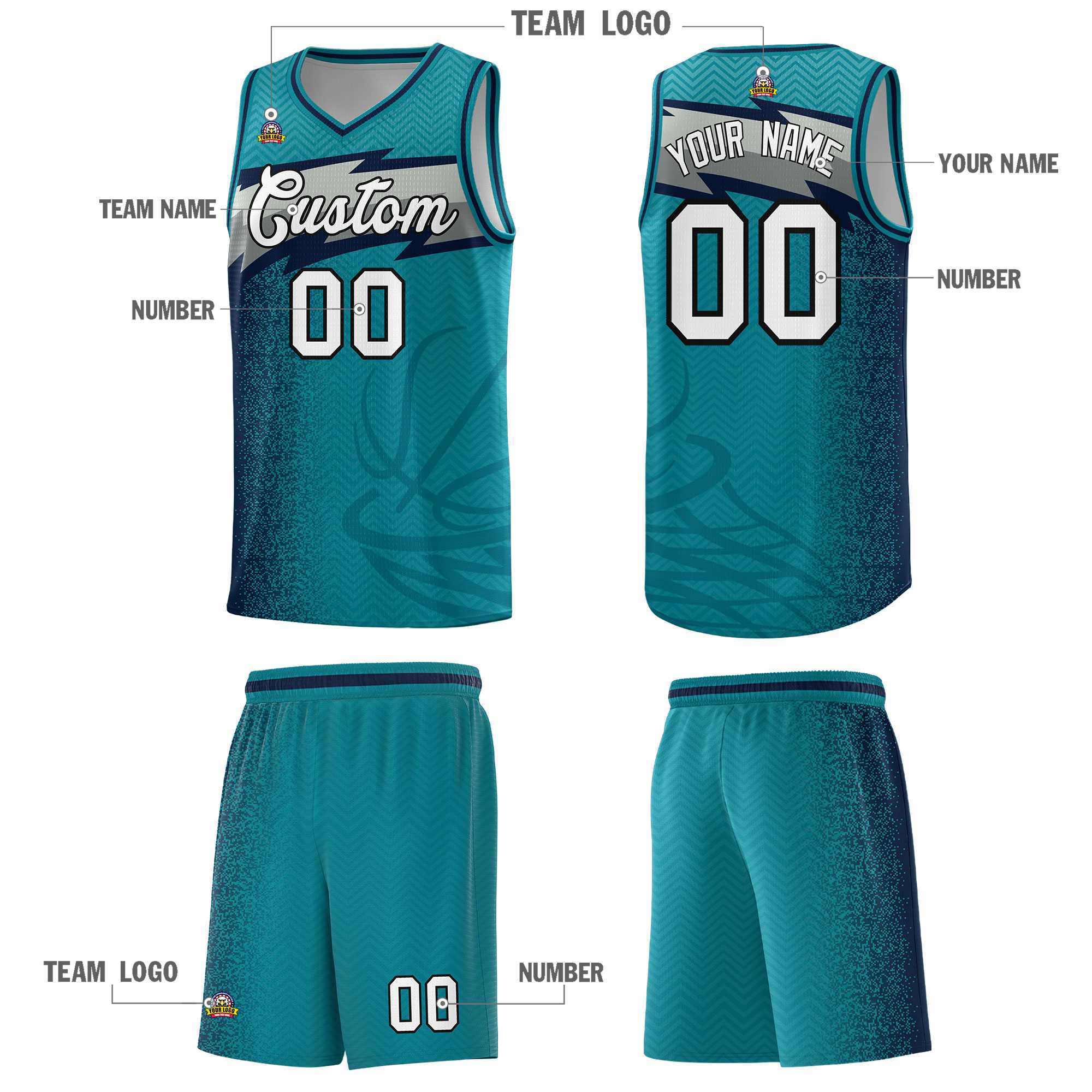 Custom Aqua Dot Scatter Graffiti Pattern Sports Uniform Basketball Jersey