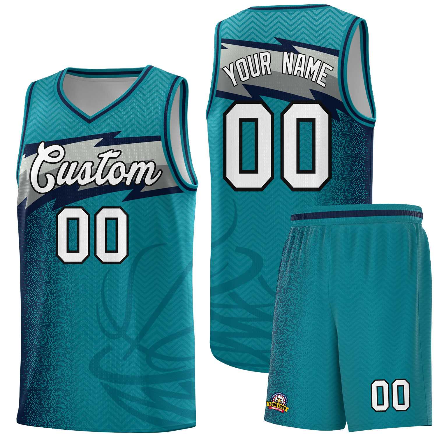 Custom Aqua Dot Scatter Graffiti Pattern Sports Uniform Basketball Jersey