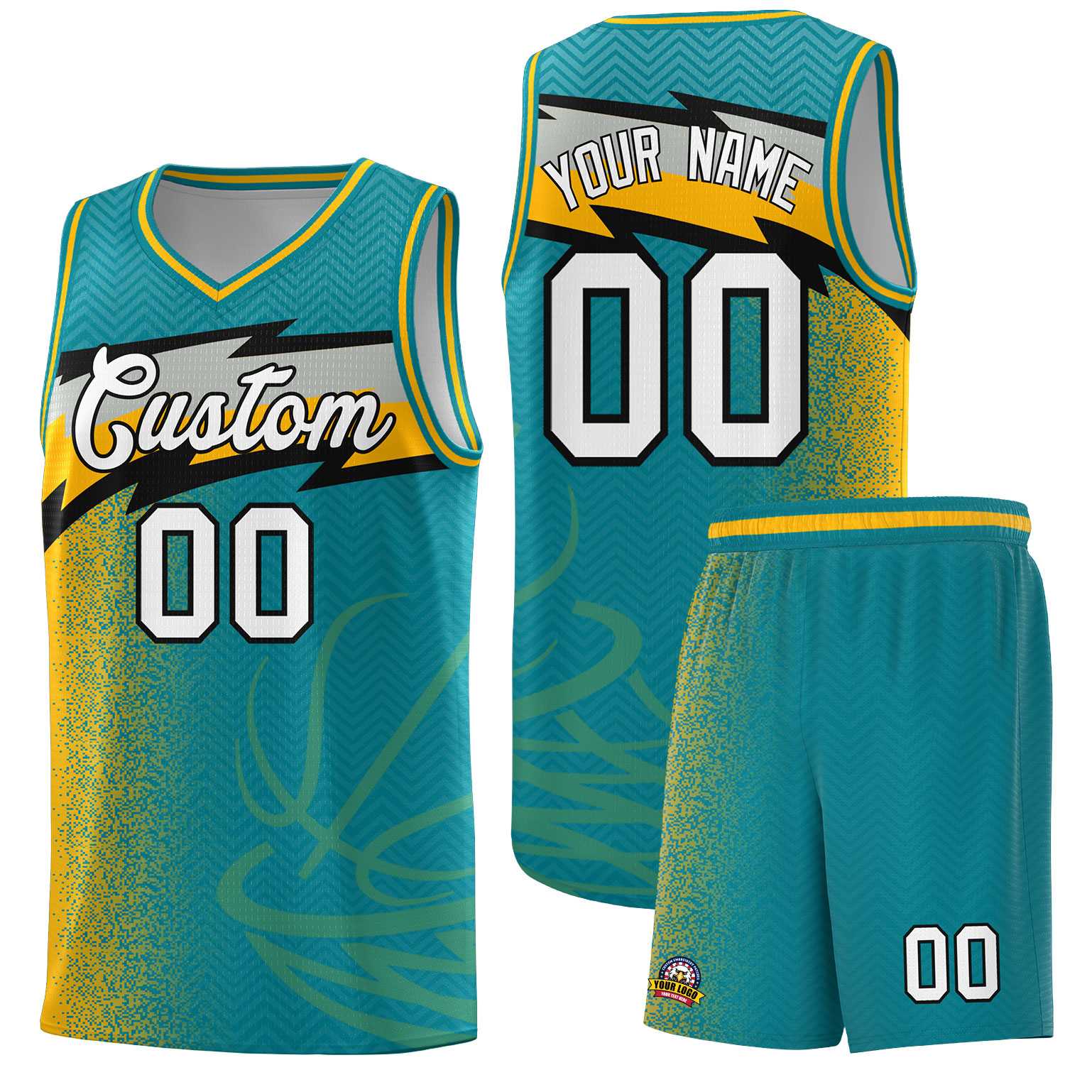 Custom Aqua Dot Scatter Graffiti Pattern Sports Uniform Basketball Jersey