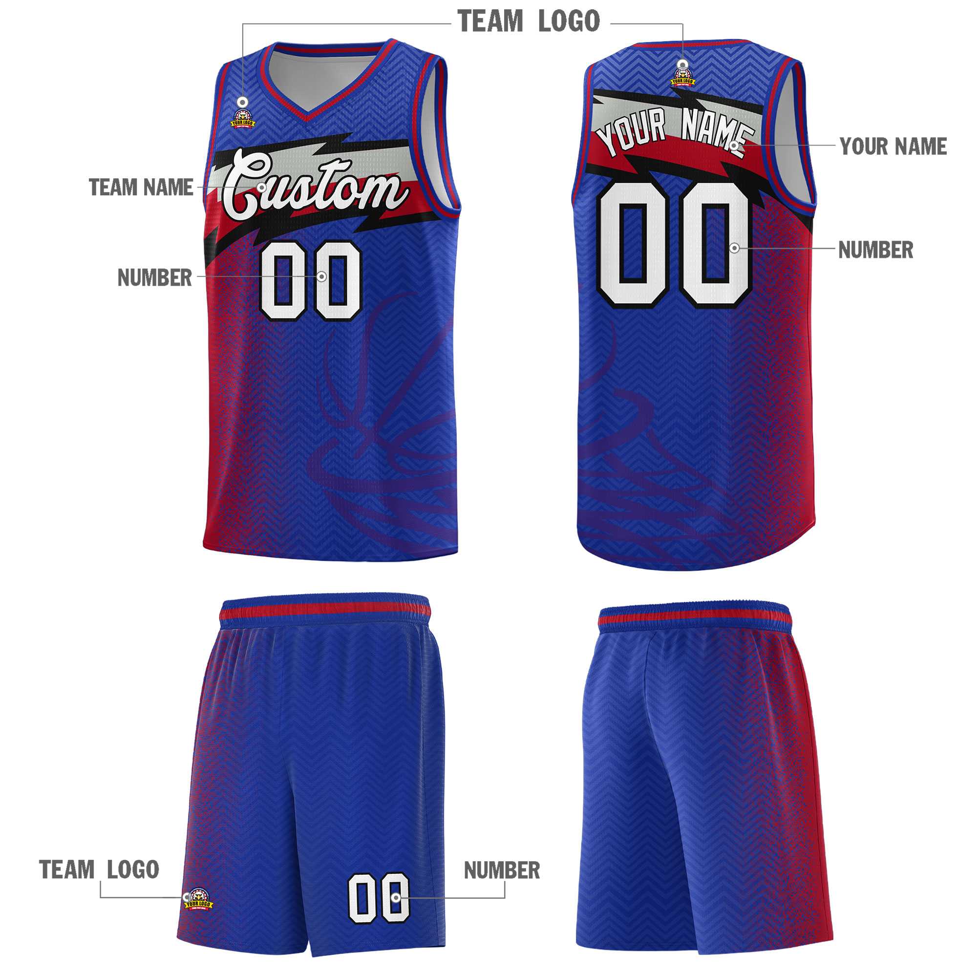 Custom Royal Dot Scatter Graffiti Pattern Sports Uniform Basketball Jersey