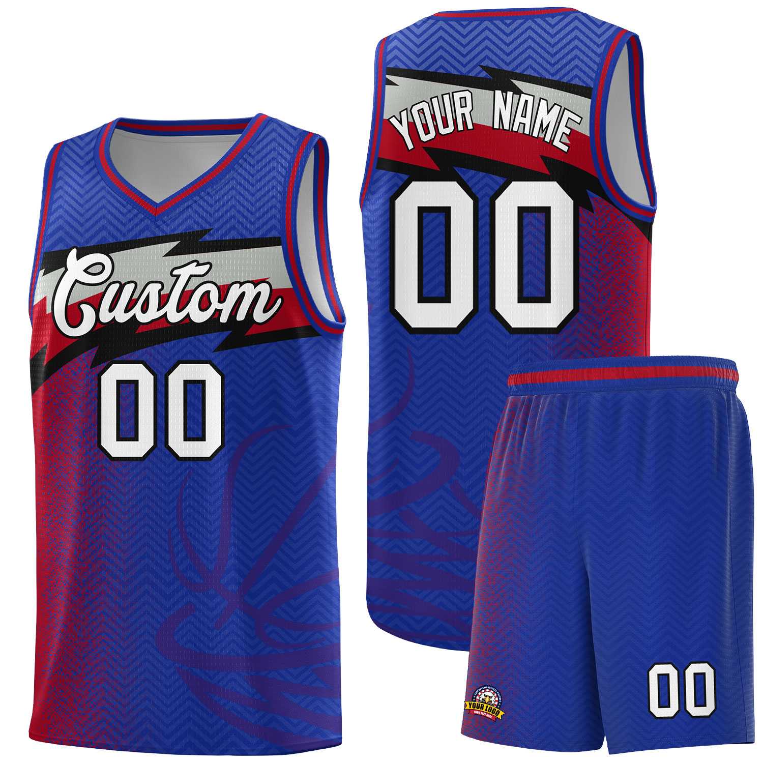 Custom Royal Dot Scatter Graffiti Pattern Sports Uniform Basketball Jersey