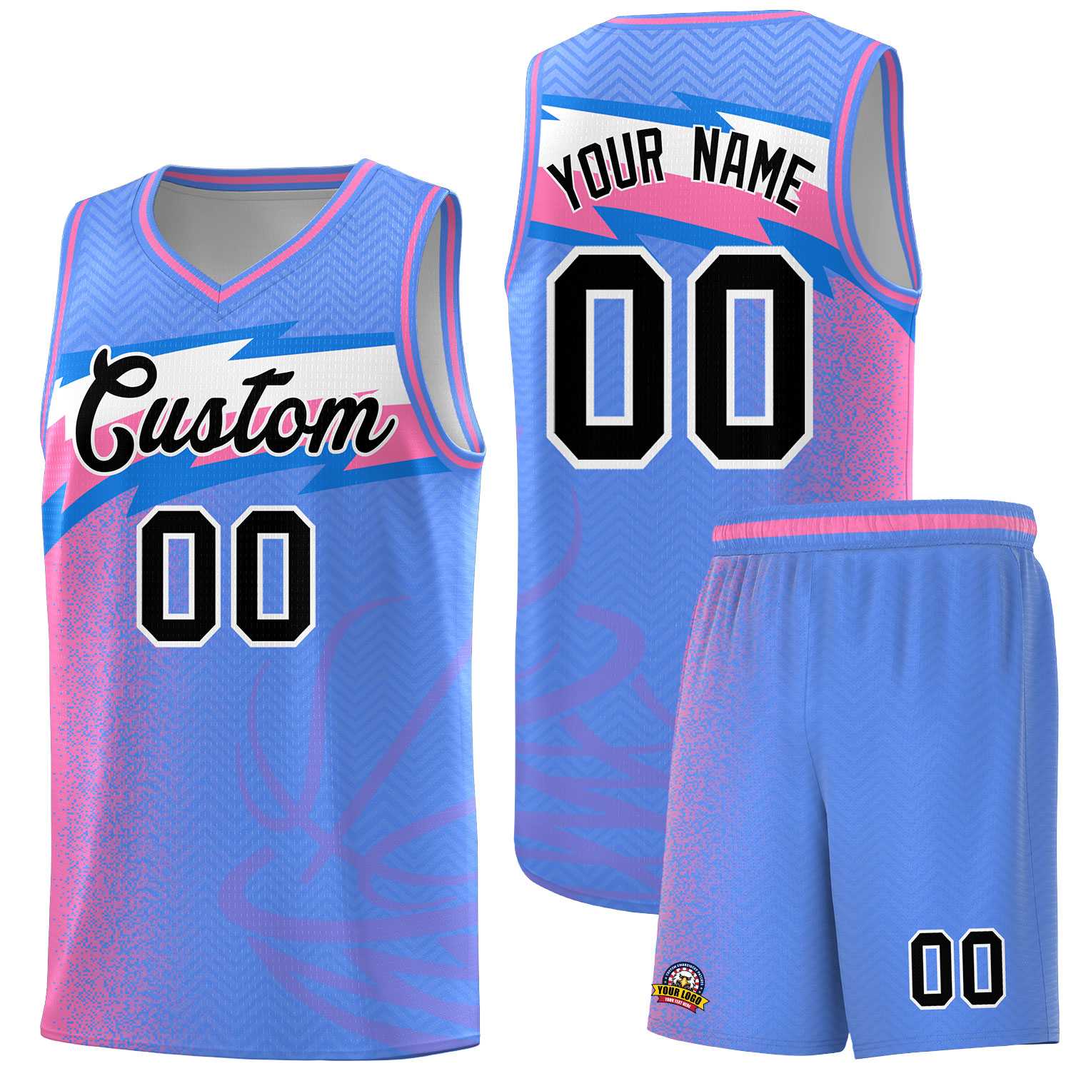 Custom Blue Dot Scatter Graffiti Pattern Sports Uniform Basketball Jersey