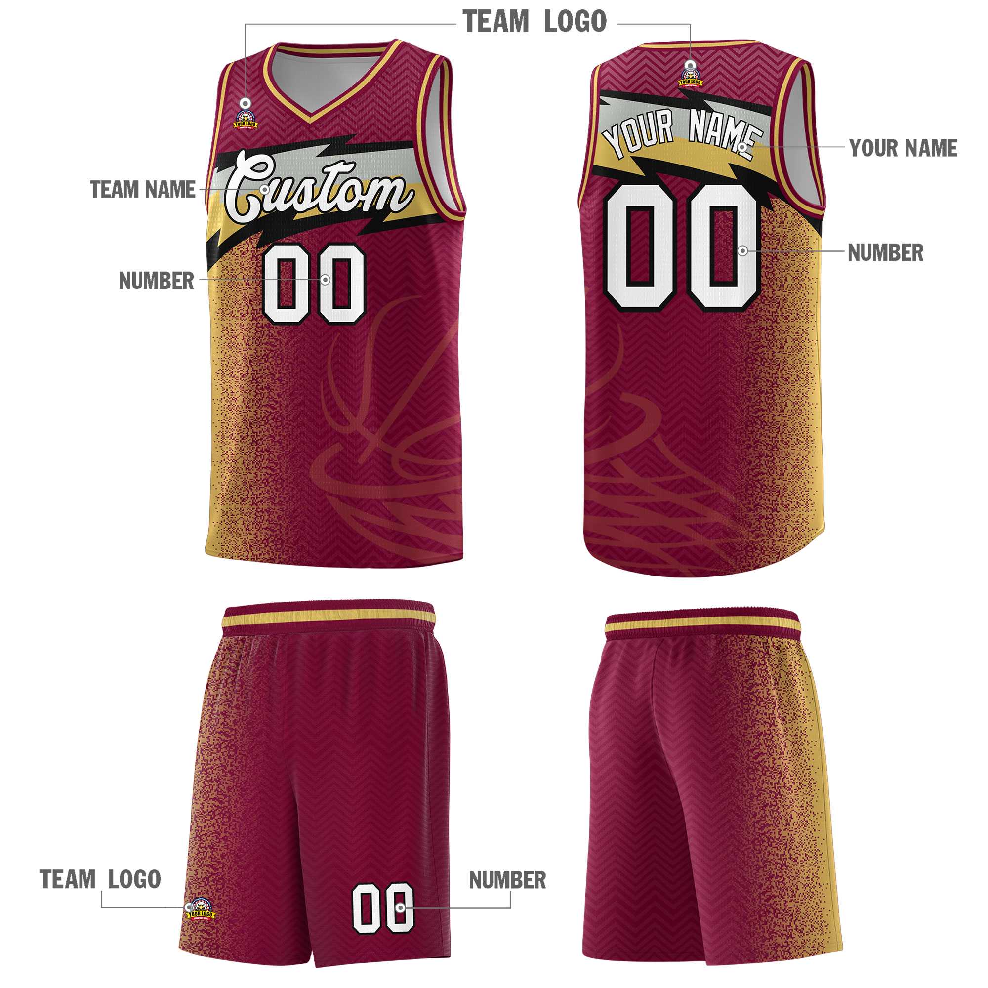 Custom Crimson Dot Scatter Graffiti Pattern Sports Uniform Basketball Jersey