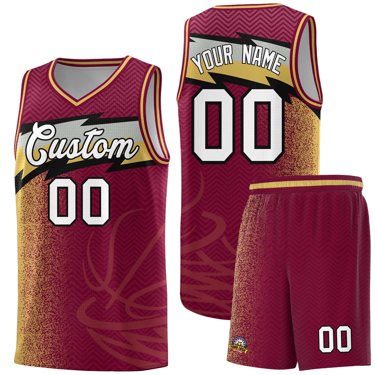 Custom Crimson Dot Scatter Graffiti Pattern Sports Uniform Basketball Jersey