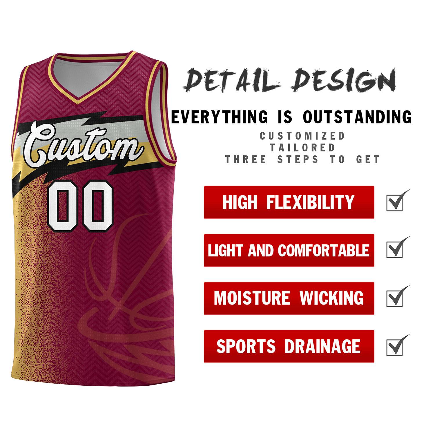 Custom Crimson Dot Scatter Graffiti Pattern Sports Uniform Basketball Jersey