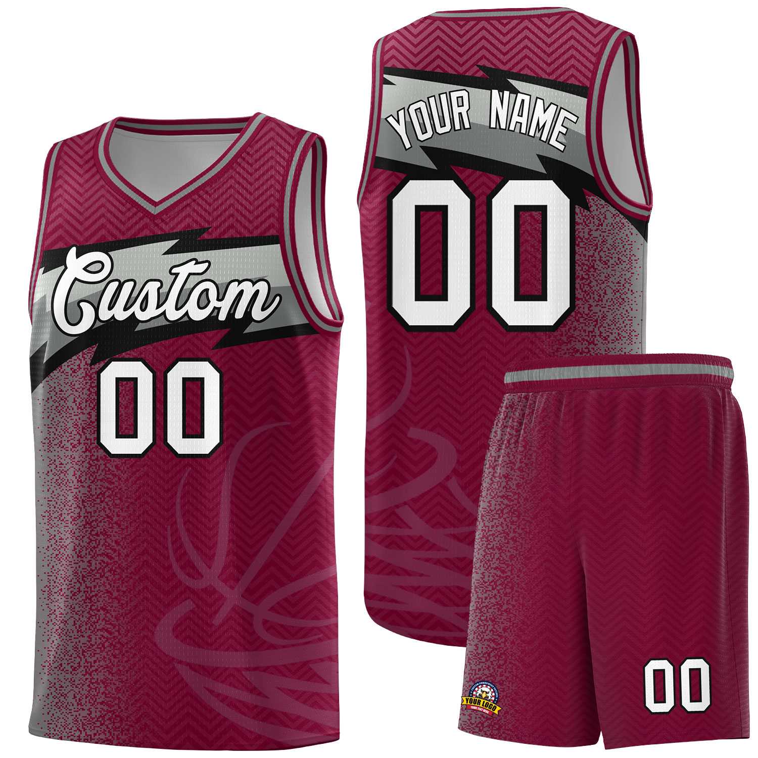 Custom Crimson Dot Scatter Graffiti Pattern Sports Uniform Basketball Jersey