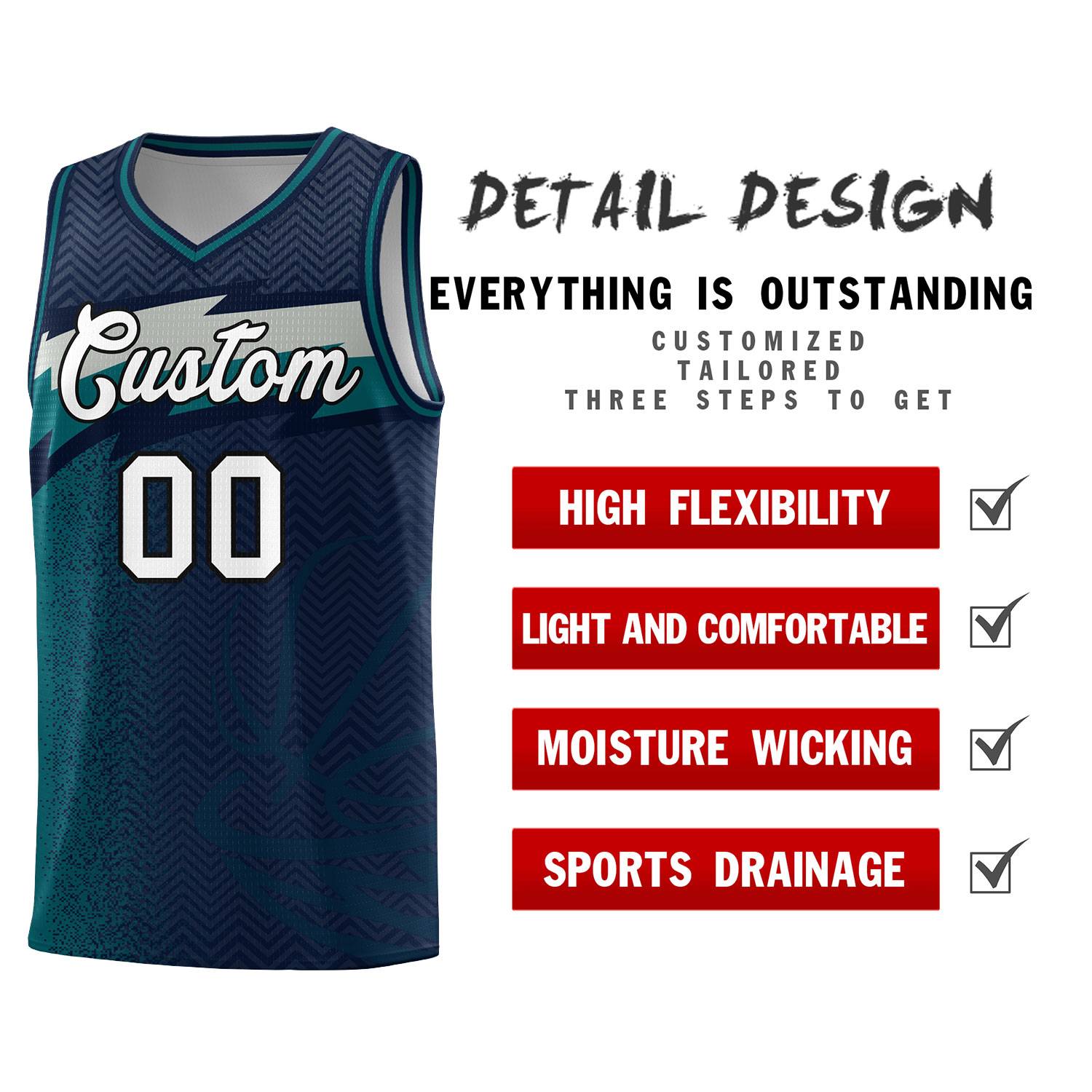 Custom Navy Dot Scatter Graffiti Pattern Sports Uniform Basketball Jersey