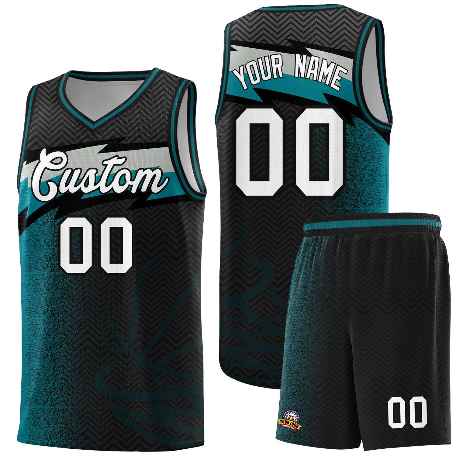 Custom Black Dot Scatter Graffiti Pattern Sports Uniform Basketball Jersey