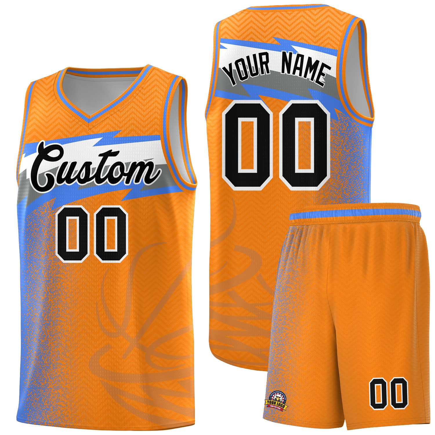 Custom Broncos Orange Dot Scatter Graffiti Pattern Sports Uniform Basketball Jersey