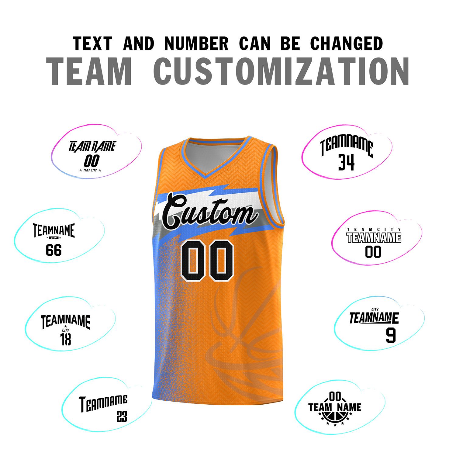 Custom Broncos Orange Dot Scatter Graffiti Pattern Sports Uniform Basketball Jersey