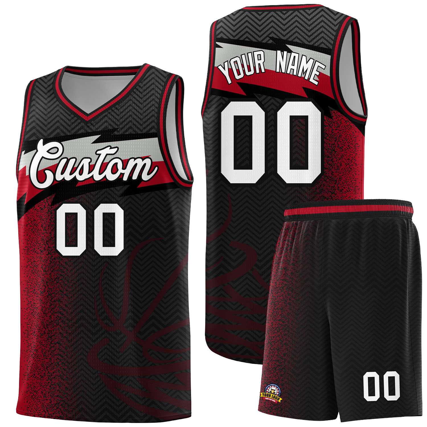 Custom Black Dot Scatter Graffiti Pattern Sports Uniform Basketball Jersey