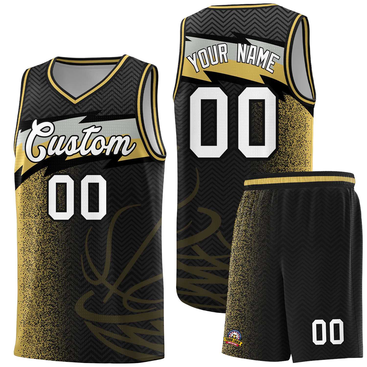 Custom Black Dot Scatter Graffiti Pattern Sports Uniform Basketball Jersey