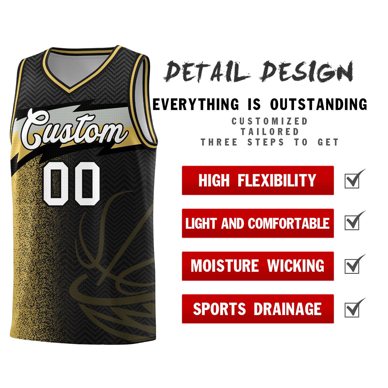 Custom Black Dot Scatter Graffiti Pattern Sports Uniform Basketball Jersey