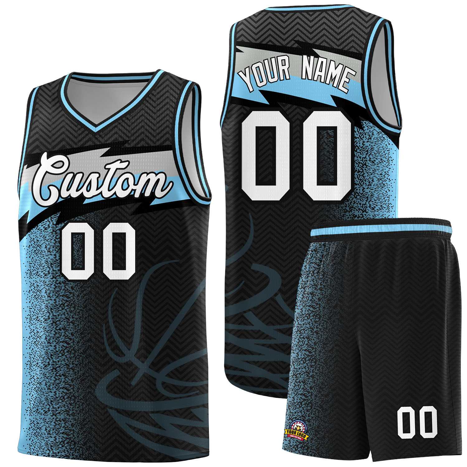 Custom Black Dot Scatter Graffiti Pattern Sports Uniform Basketball Jersey