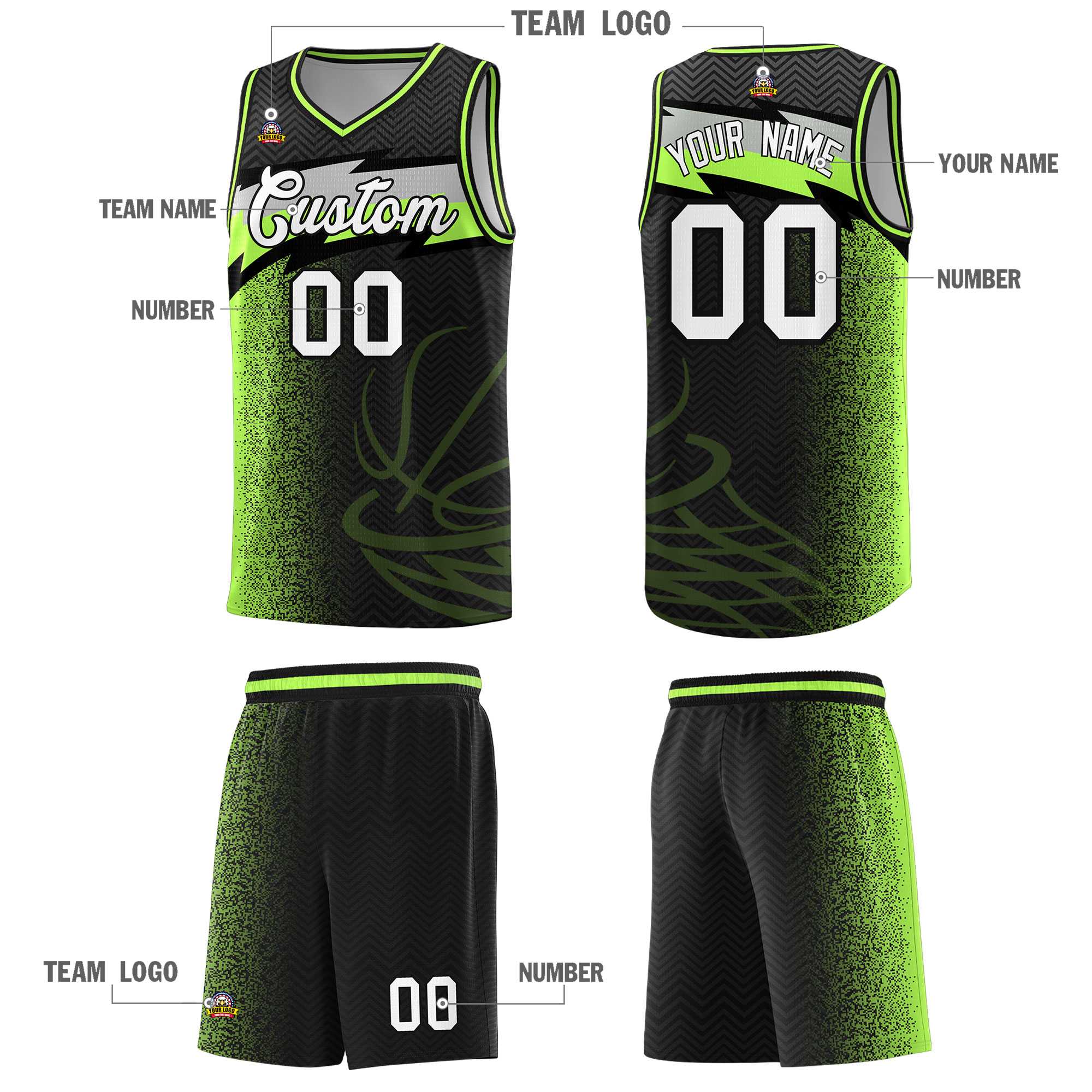 Custom Black Dot Scatter Graffiti Pattern Sports Uniform Basketball Jersey