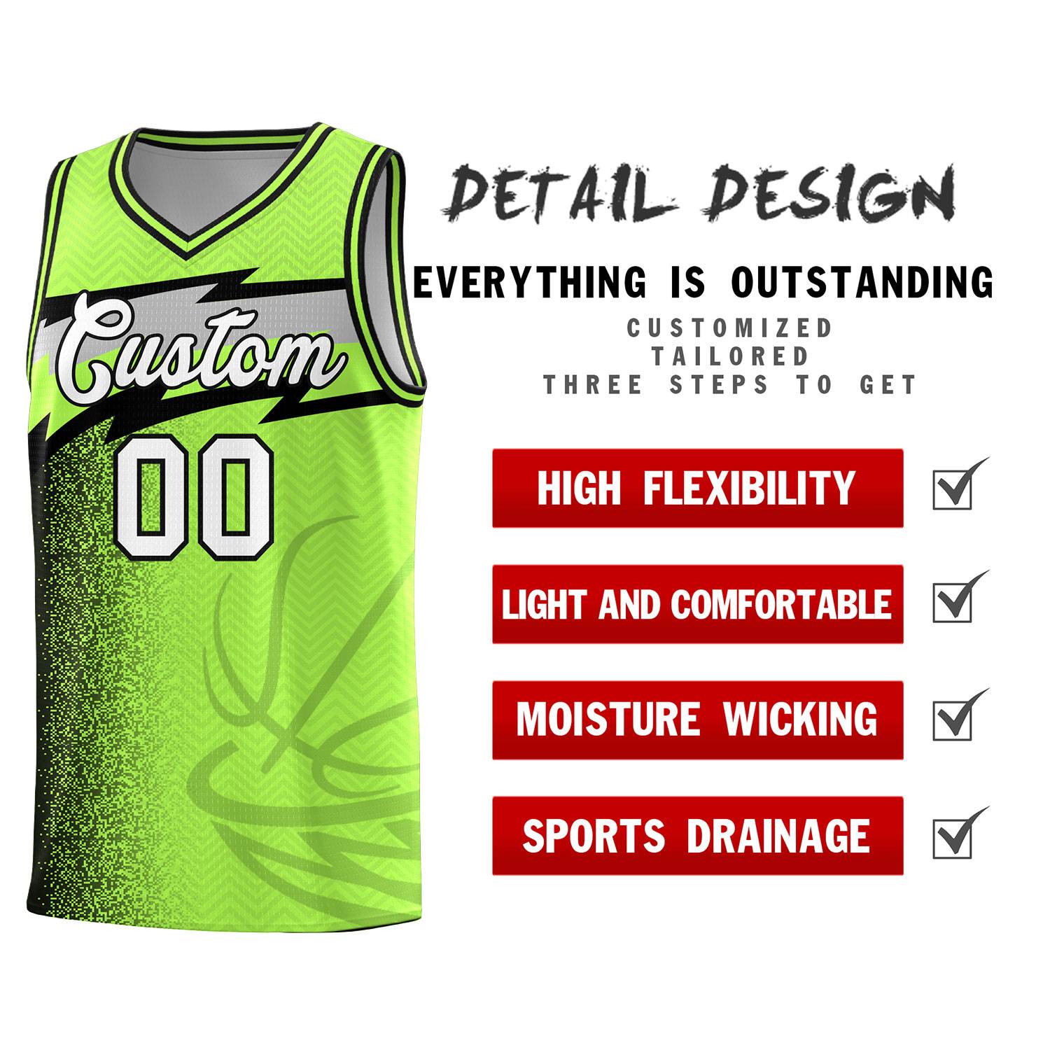 Custom Neon Green Dot Scatter Graffiti Pattern Sports Uniform Basketball Jersey