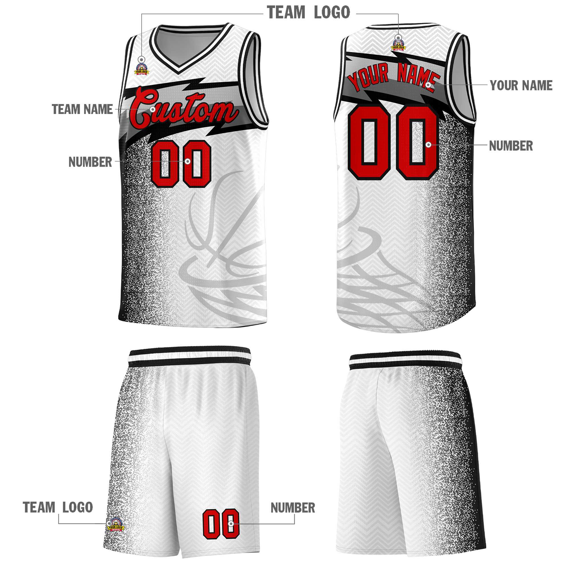 Custom White Dot Scatter Graffiti Pattern Sports Uniform Basketball Jersey