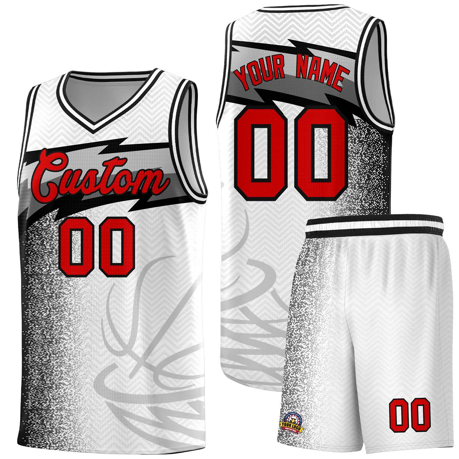 Custom White Dot Scatter Graffiti Pattern Sports Uniform Basketball Jersey