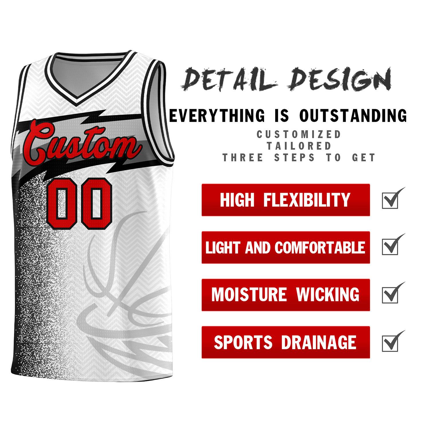 Custom White Dot Scatter Graffiti Pattern Sports Uniform Basketball Jersey