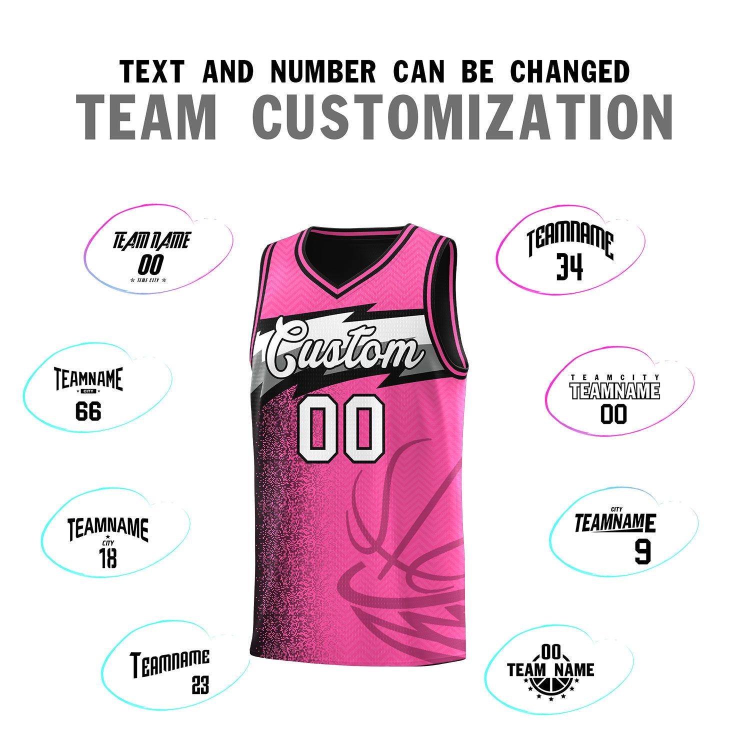 Custom Pink Dot Scatter Graffiti Pattern Sports Uniform Basketball Jersey