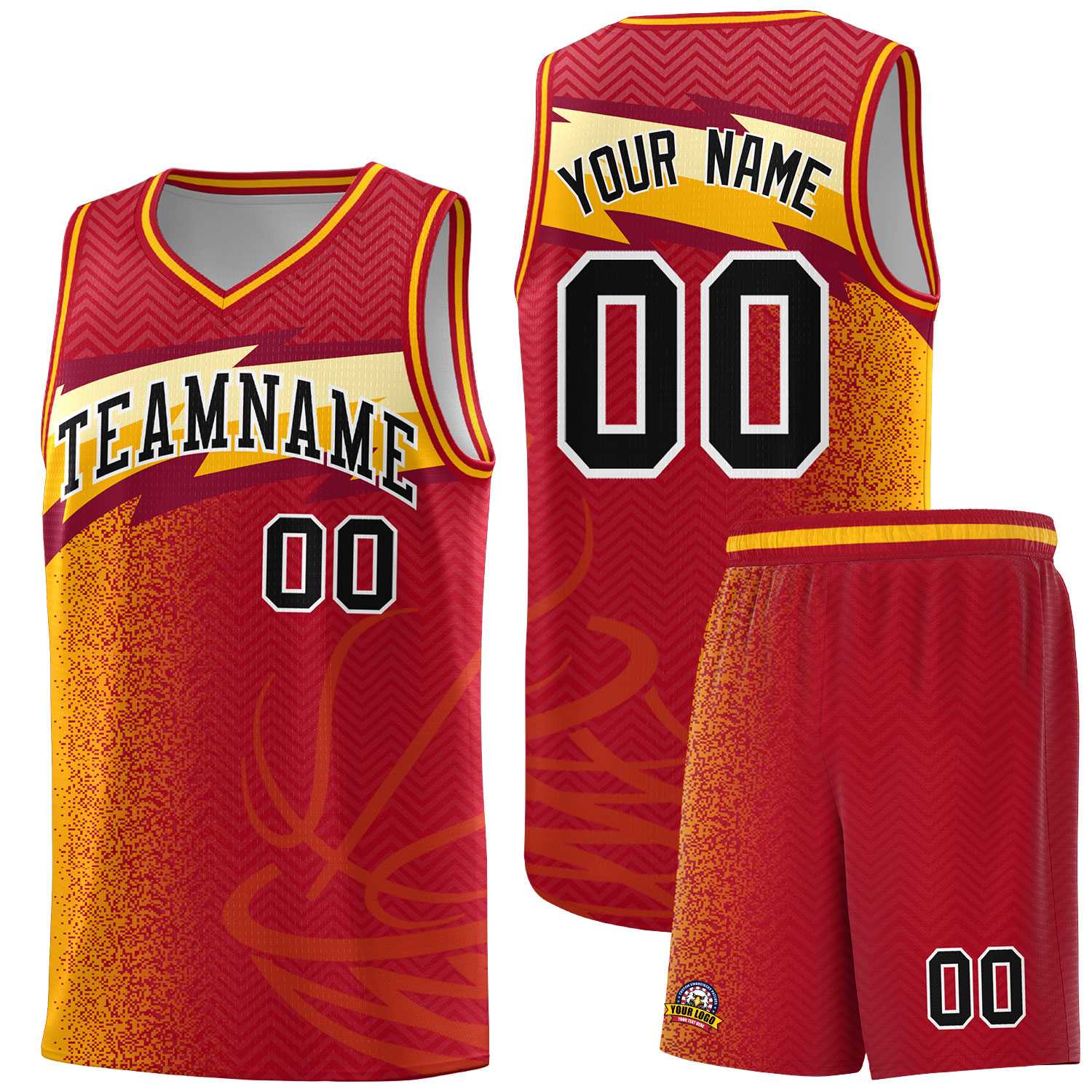 Custom Red Dot Scatter Graffiti Pattern Sports Uniform Basketball Jersey