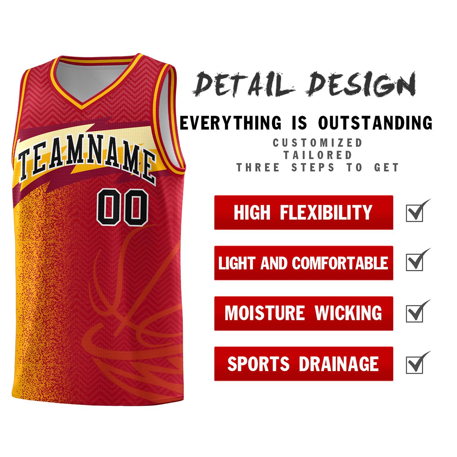 Custom Red Dot Scatter Graffiti Pattern Sports Uniform Basketball Jersey