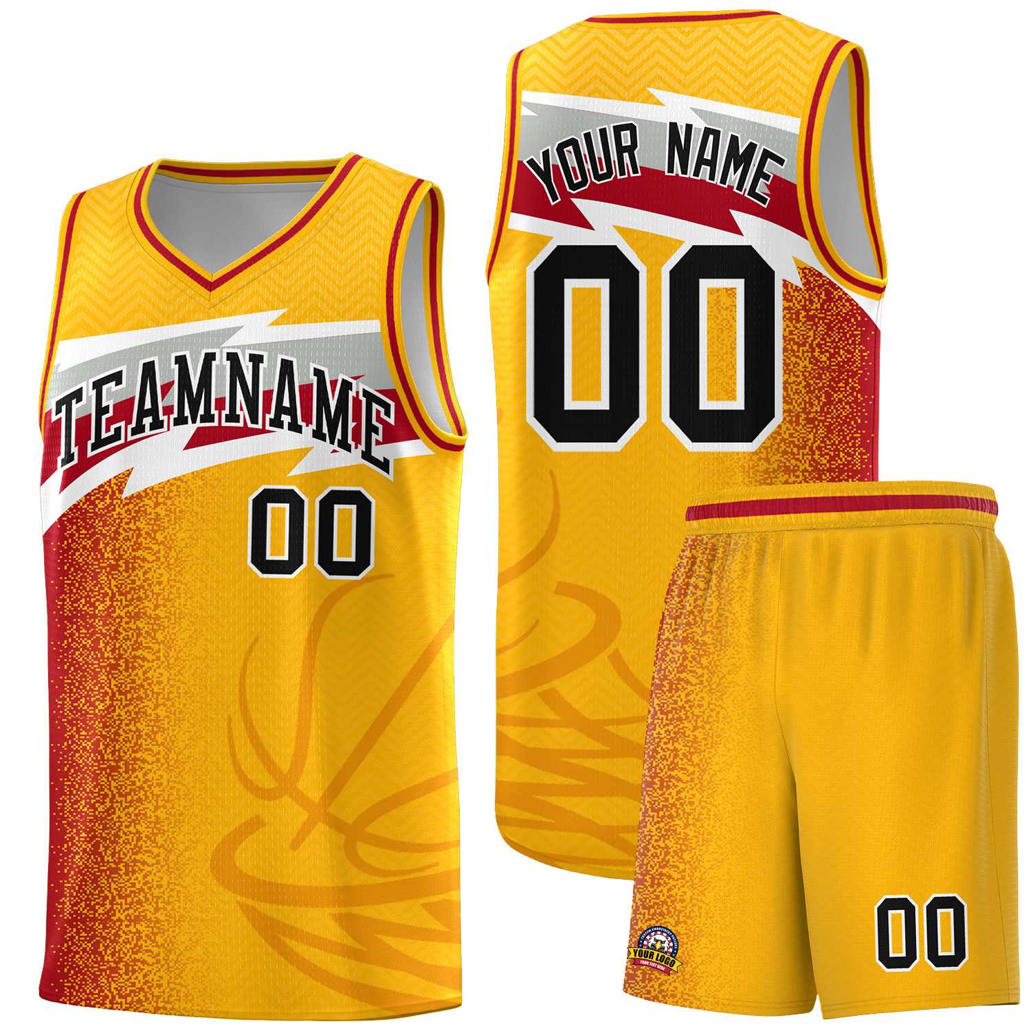 Custom Gold Dot Scatter Graffiti Pattern Sports Uniform Basketball Jersey