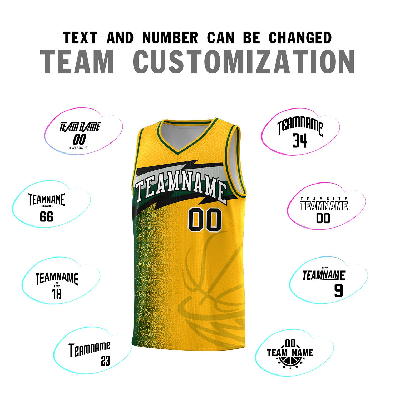 Custom Gold Dot Scatter Graffiti Pattern Sports Uniform Basketball Jersey