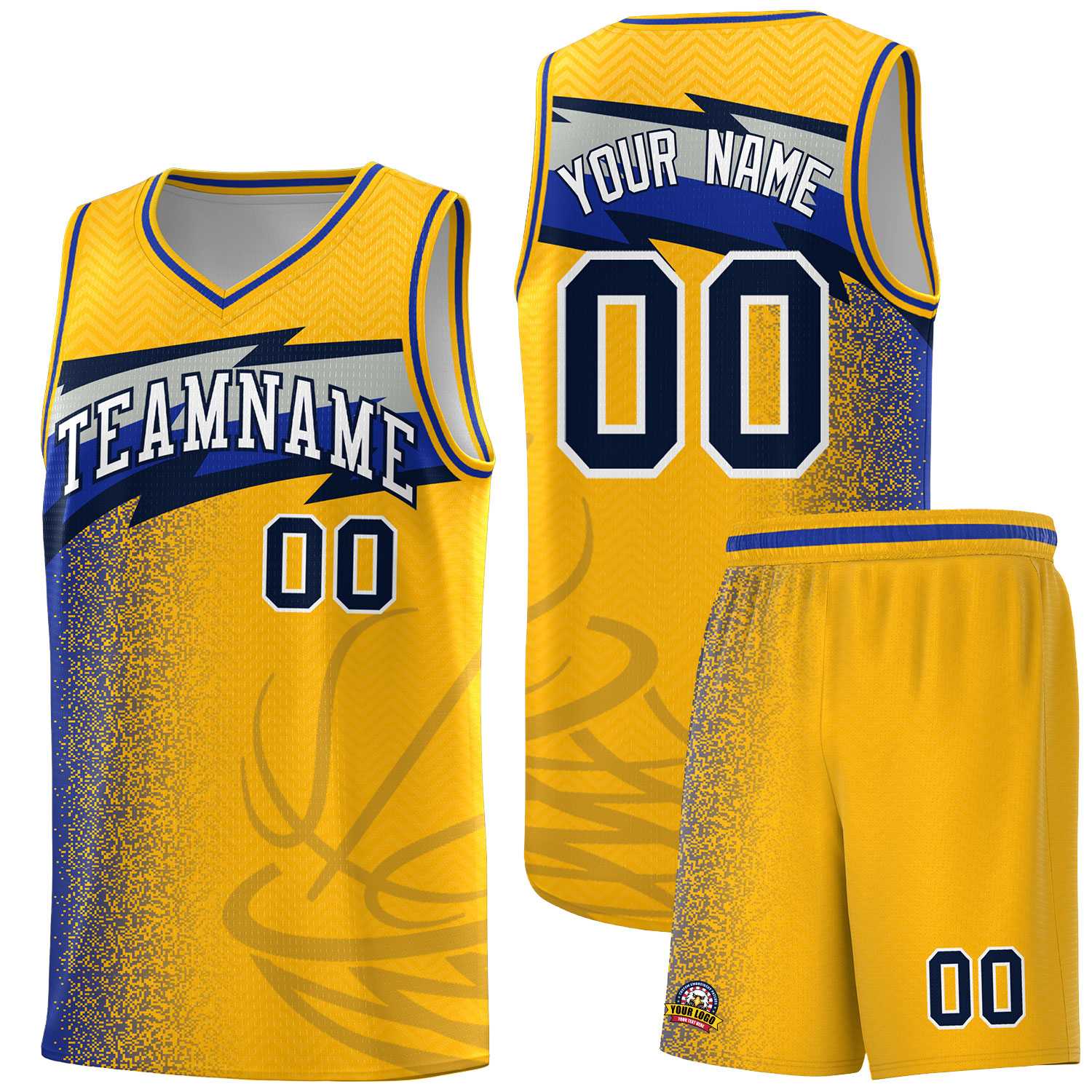 Custom Gold Dot Scatter Graffiti Pattern Sports Uniform Basketball Jersey