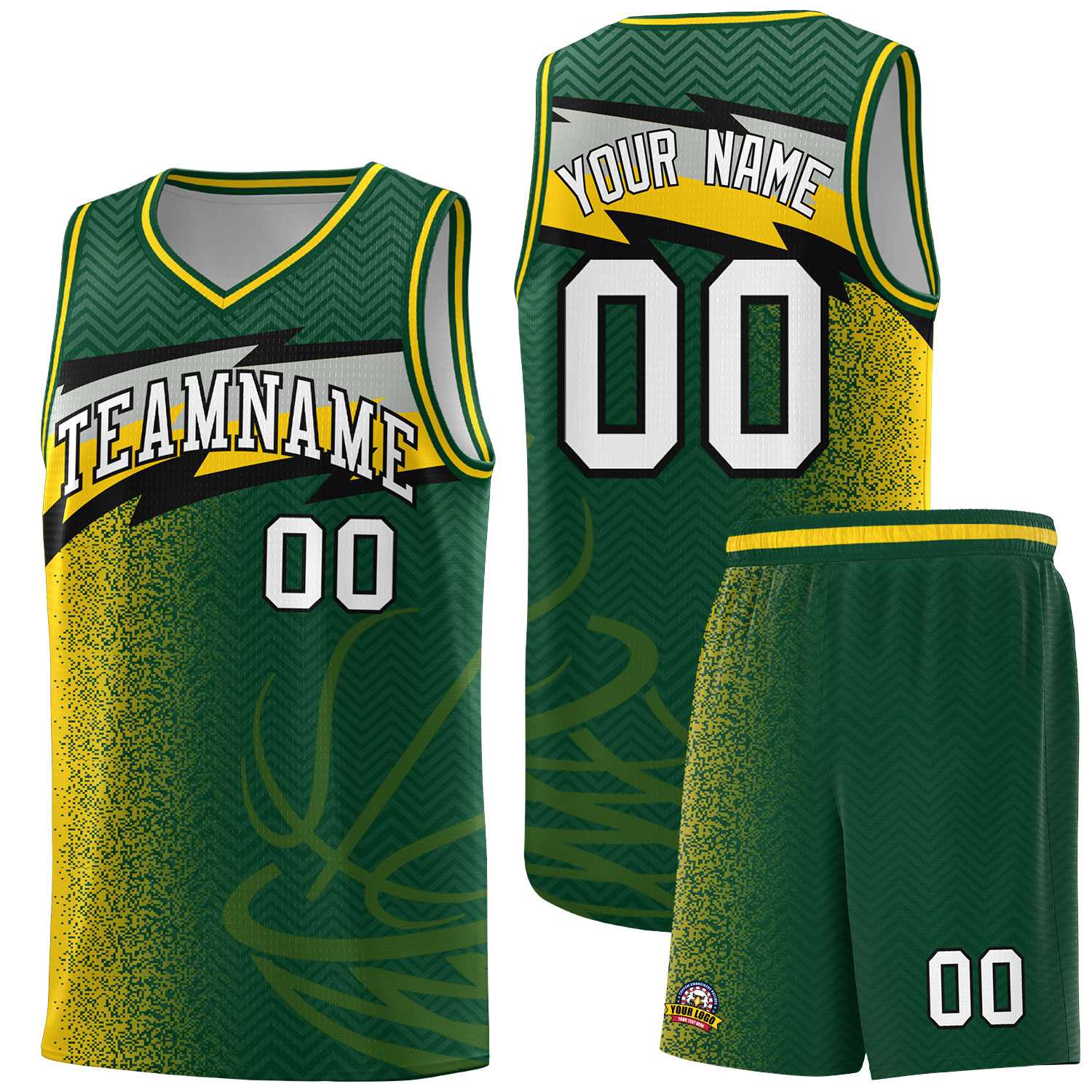 Custom Kelly Green Dot Scatter Graffiti Pattern Sports Uniform Basketball Jersey