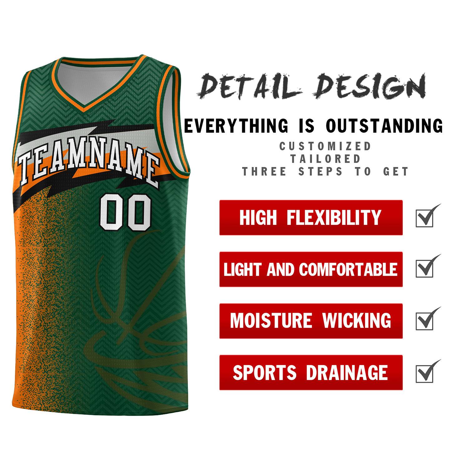 Custom Kelly Green Dot Scatter Graffiti Pattern Sports Uniform Basketball Jersey