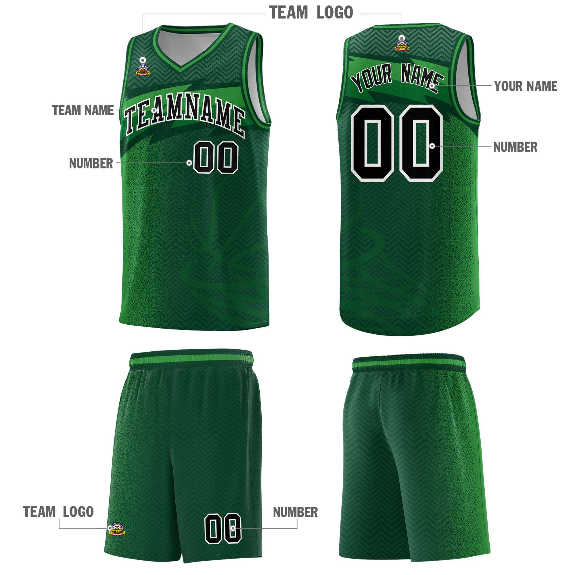 Custom Kelly Green Dot Scatter Graffiti Pattern Sports Uniform Basketball Jersey