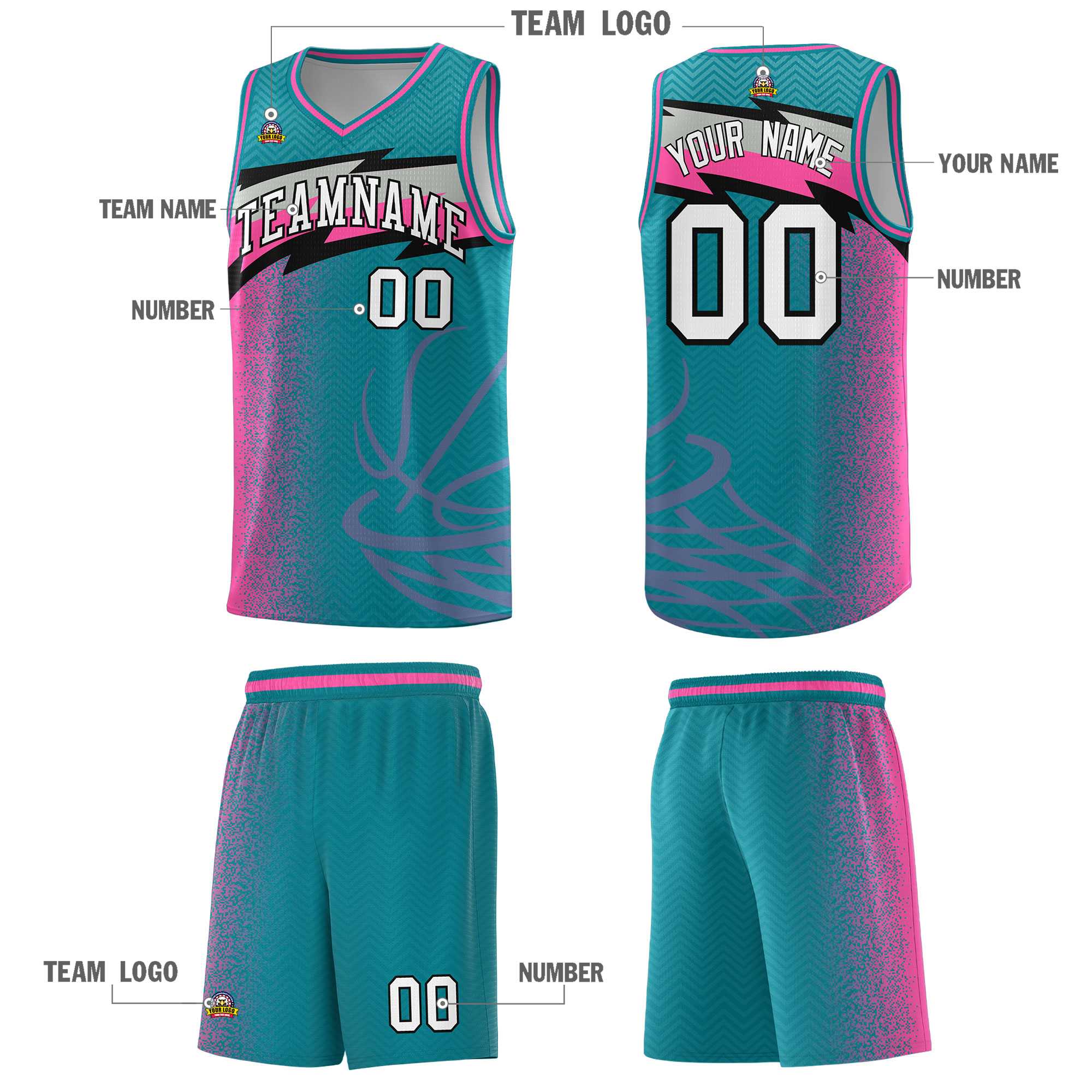 Custom Aqua Dot Scatter Graffiti Pattern Sports Uniform Basketball Jersey