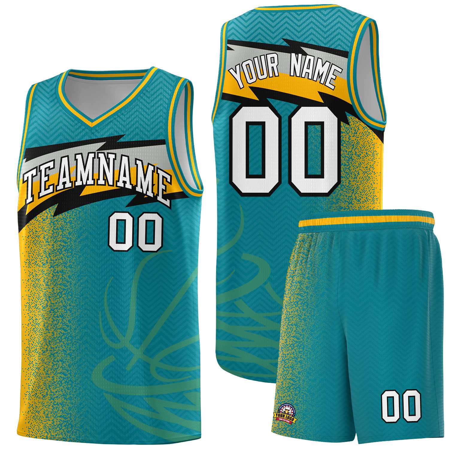 Custom Aqua Dot Scatter Graffiti Pattern Sports Uniform Basketball Jersey