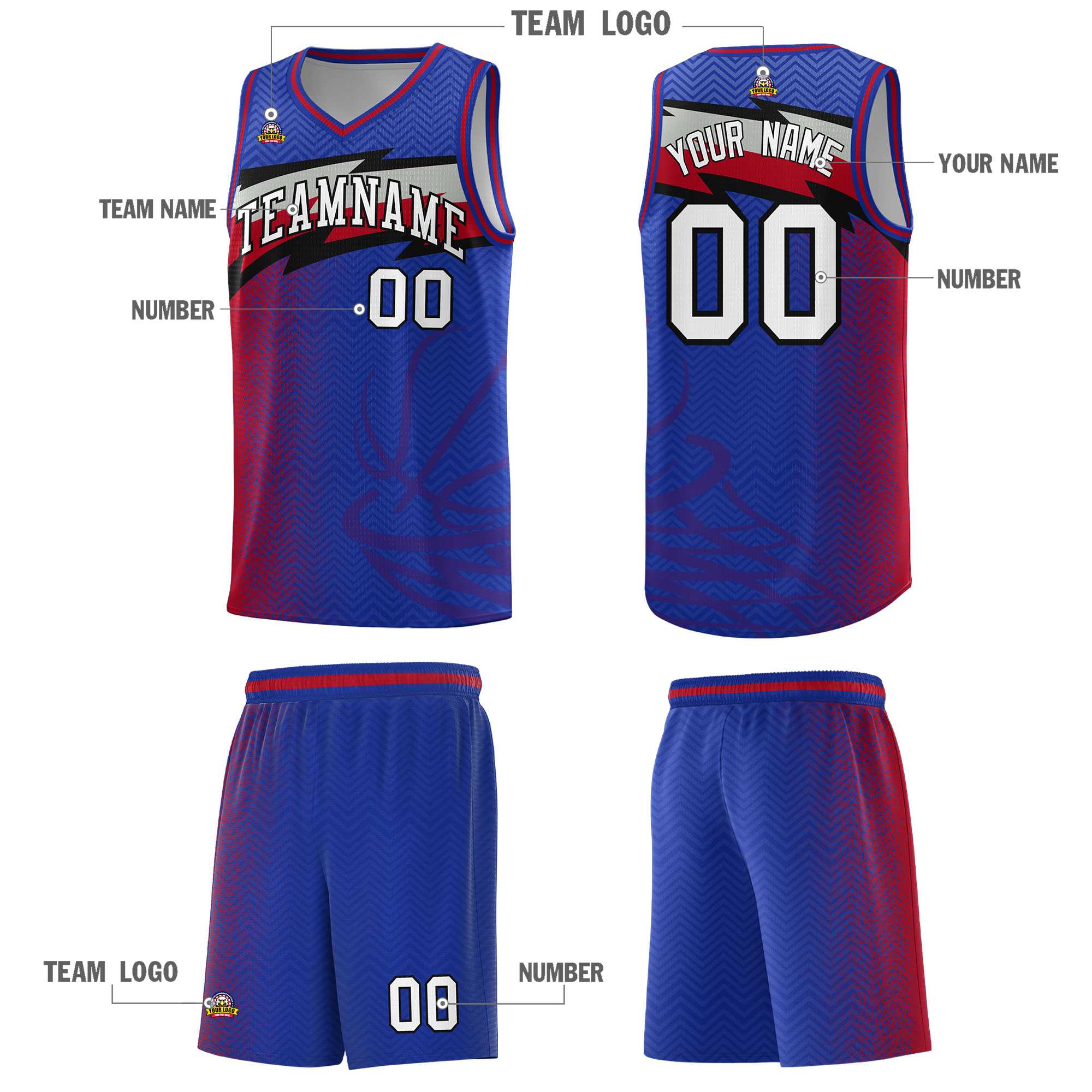 Custom Royal Dot Scatter Graffiti Pattern Sports Uniform Basketball Jersey