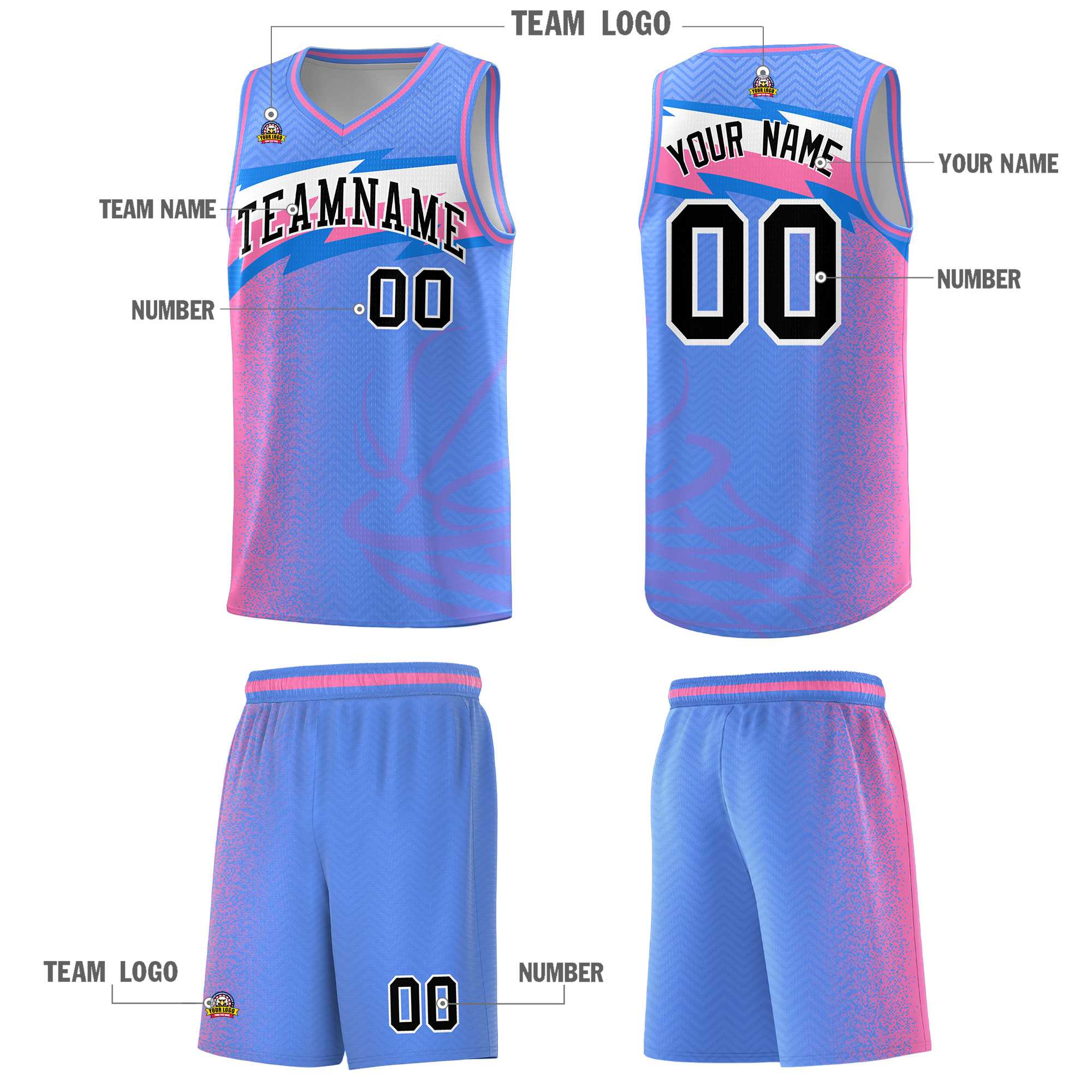 Custom Blue Dot Scatter Graffiti Pattern Sports Uniform Basketball Jersey