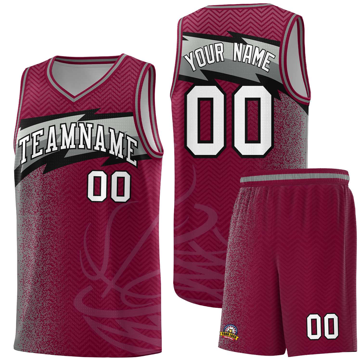 Custom Crimson Dot Scatter Graffiti Pattern Sports Uniform Basketball Jersey