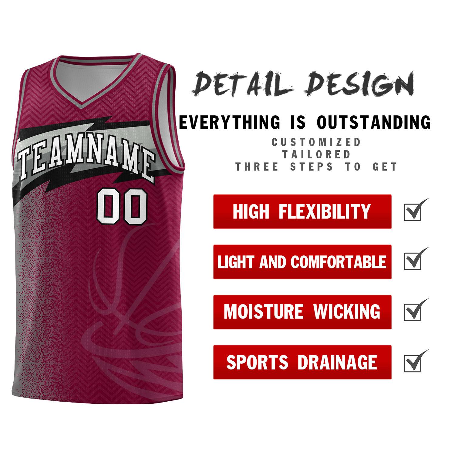 Custom Crimson Dot Scatter Graffiti Pattern Sports Uniform Basketball Jersey