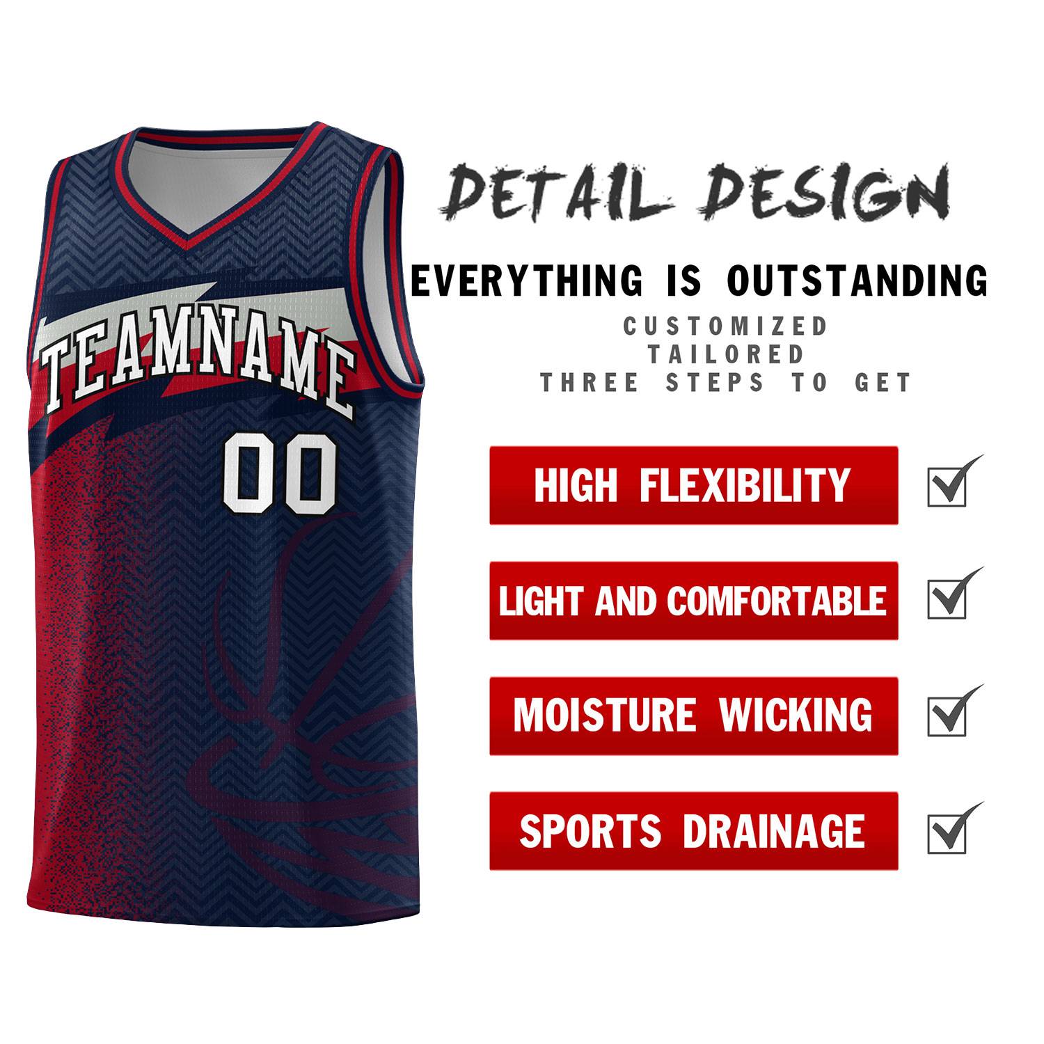 Custom Navy Dot Scatter Graffiti Pattern Sports Uniform Basketball Jersey