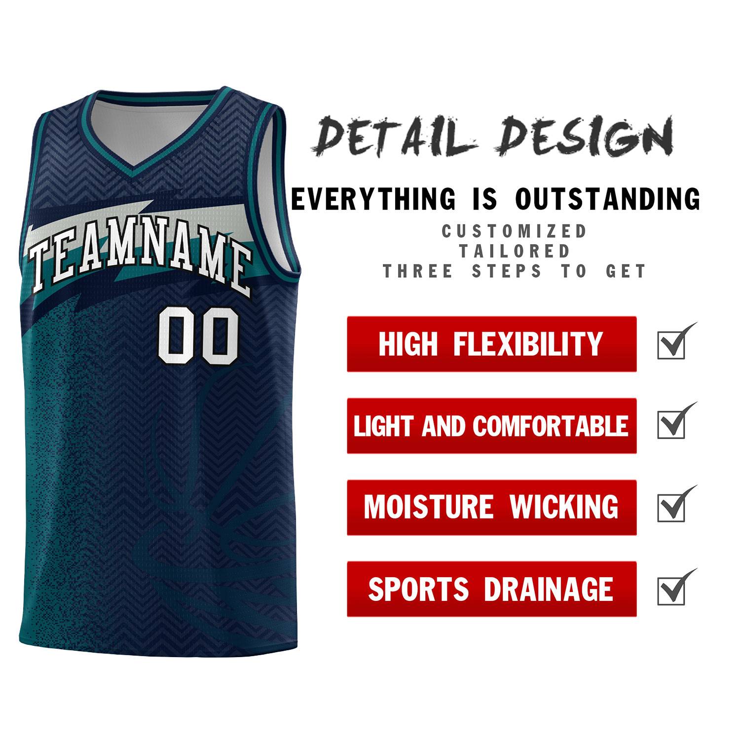 Custom Navy Dot Scatter Graffiti Pattern Sports Uniform Basketball Jersey