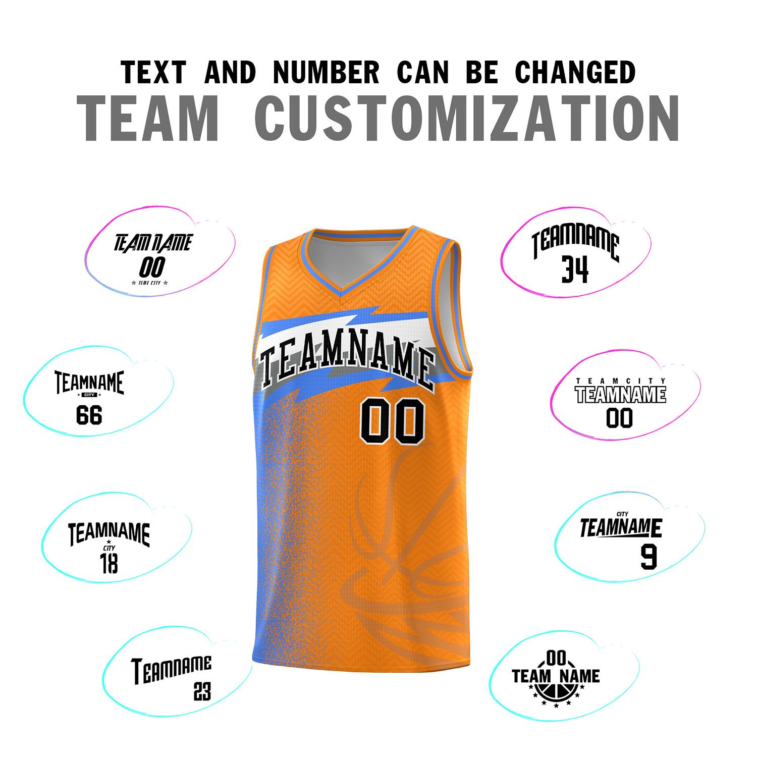 Custom Broncos Orange Dot Scatter Graffiti Pattern Sports Uniform Basketball Jersey