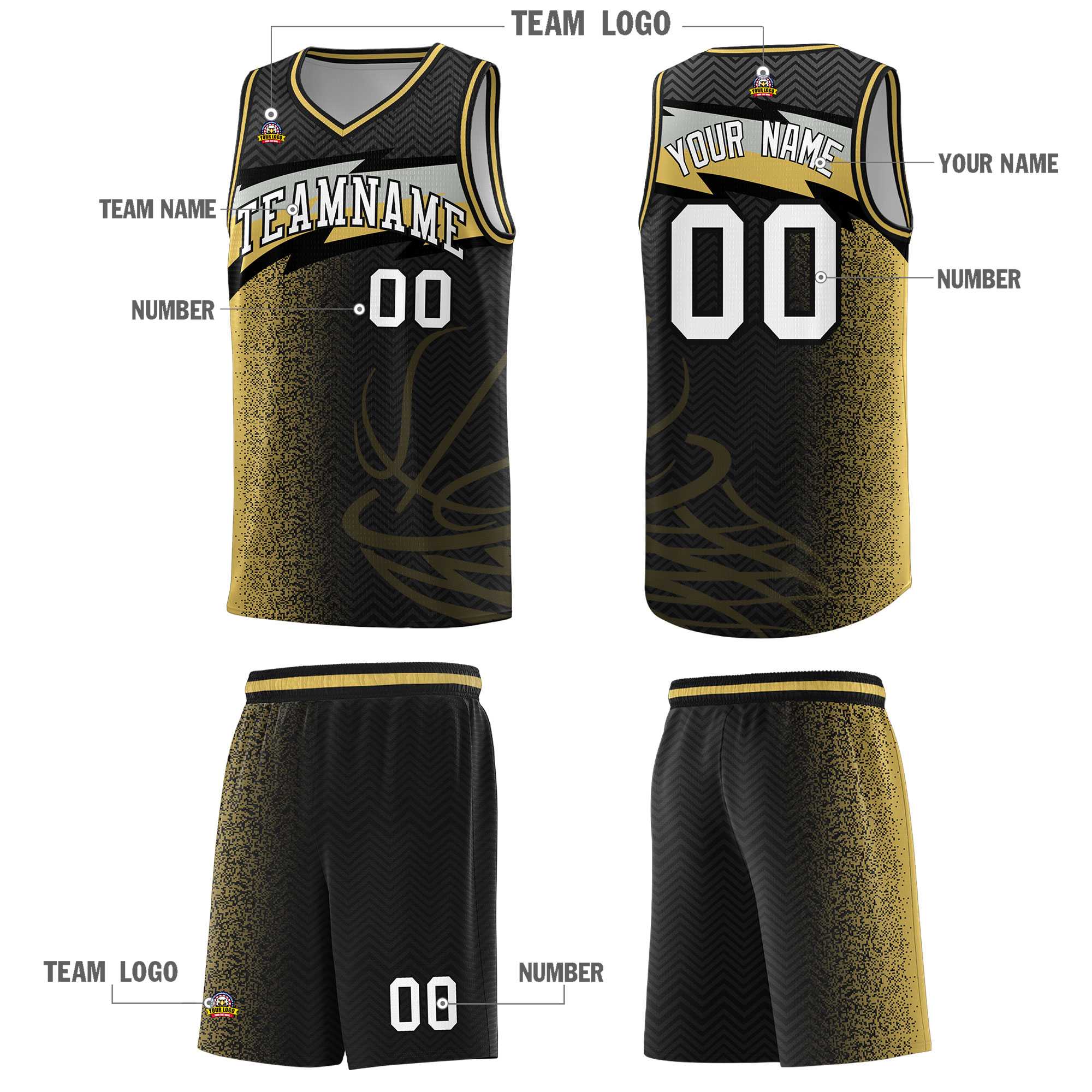 Custom Black Dot Scatter Graffiti Pattern Sports Uniform Basketball Jersey