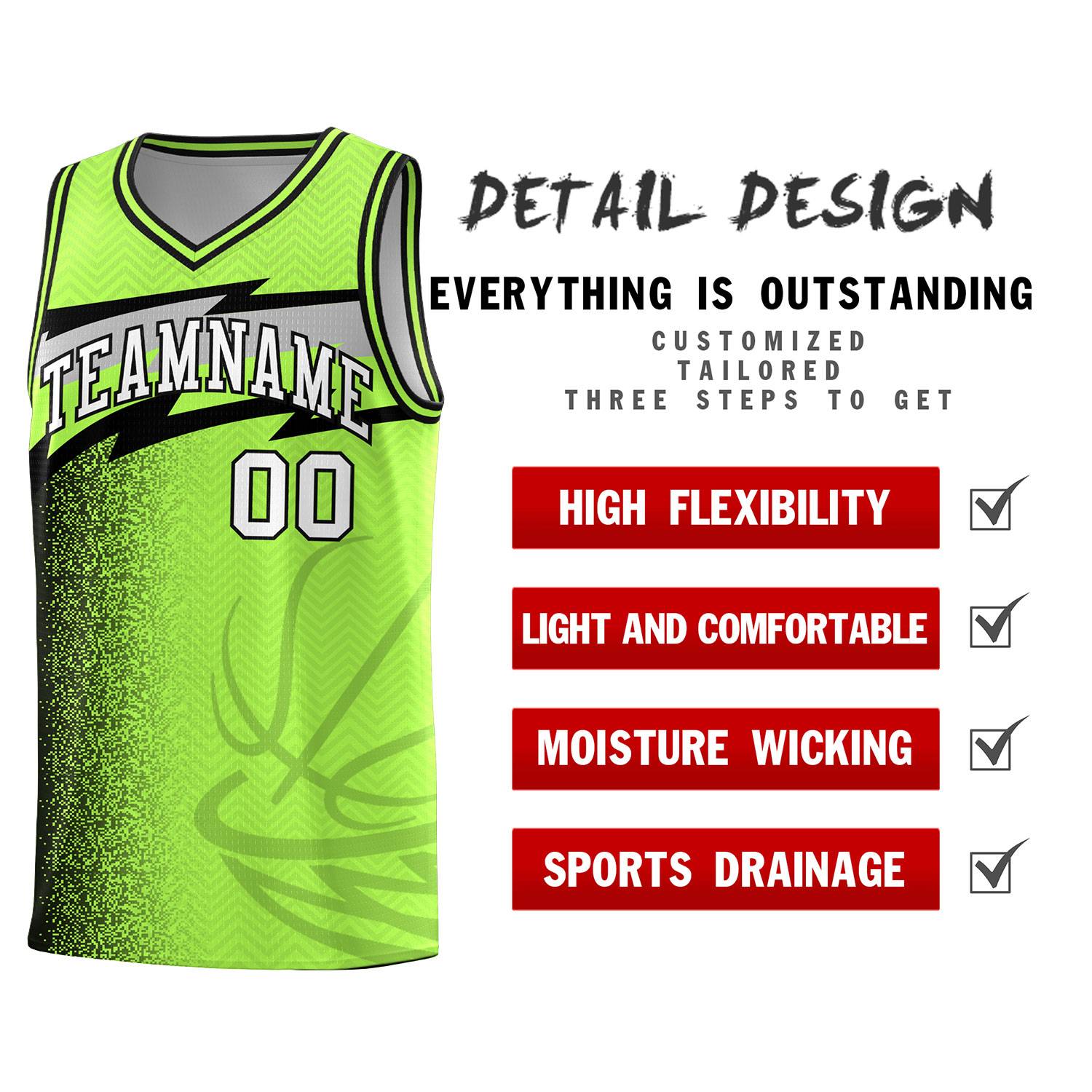 Custom Neon Green Dot Scatter Graffiti Pattern Sports Uniform Basketball Jersey