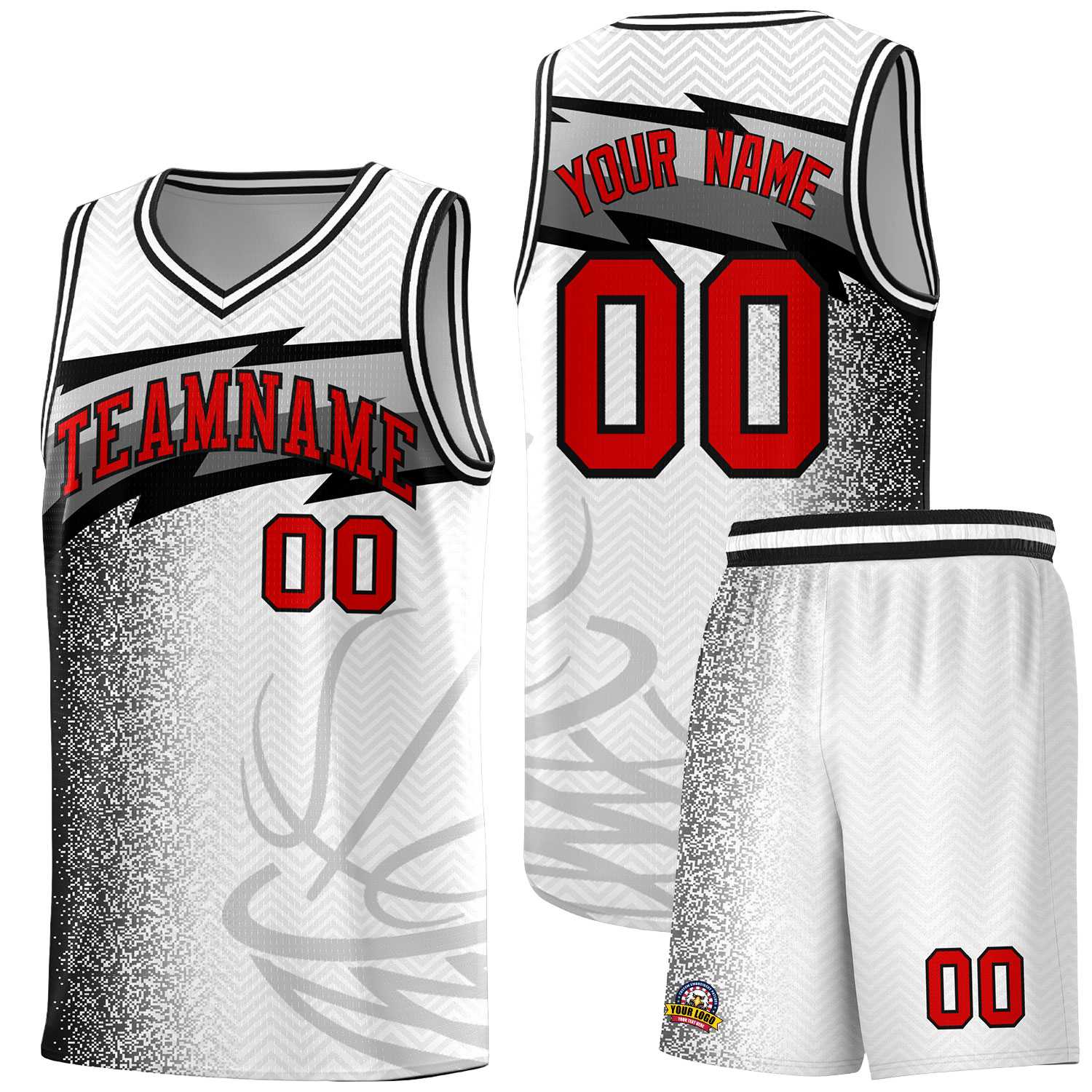 Custom White Dot Scatter Graffiti Pattern Sports Uniform Basketball Jersey