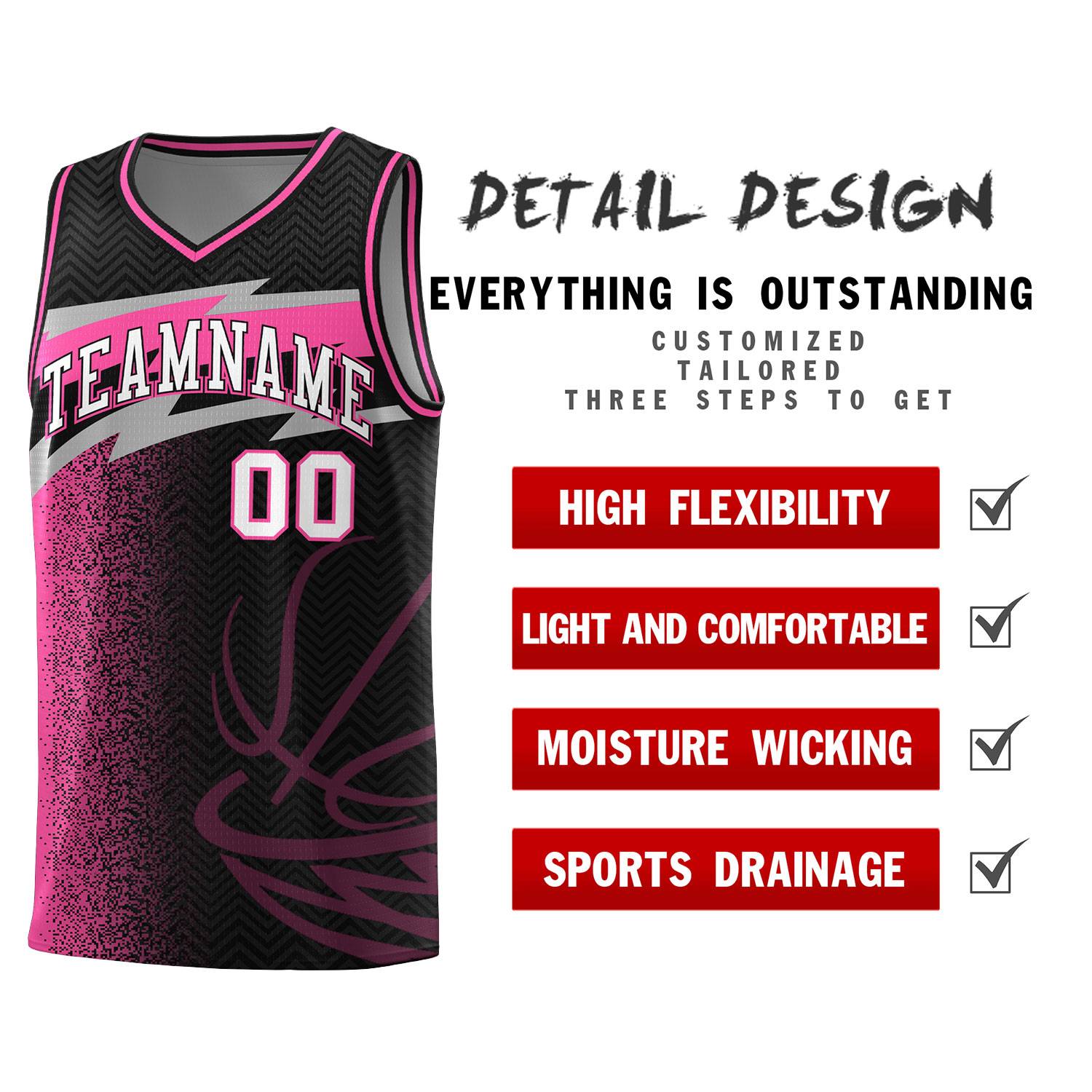 Custom Black Dot Scatter Graffiti Pattern Sports Uniform Basketball Jersey